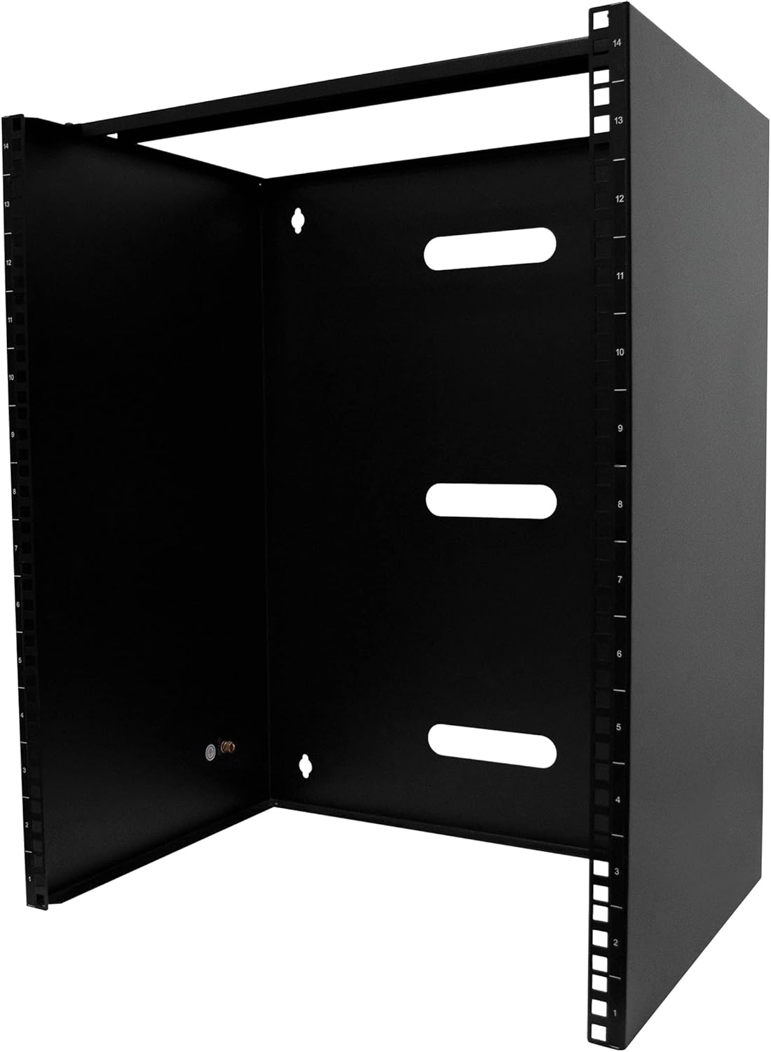 StarTech.com 14U Wall Mount Network Rack, 14 in Deep (Low Profile), 19″ Patch Panel Bracket for Shallow Server, IT Equipment, Network Switches, 77lbs/35kg Weight Capacity, Black (RACK-14U-14-BRACKET)