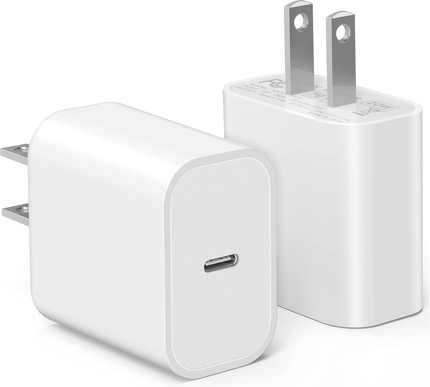 USB C Wall Charger, 2-Pack 20W Fast Charger Block, Type C PD Power Delivery Charging Block Plug for iPhone 11/12/13/14/15/16/Pro Max, XS/XR/X, iPad Pro, AirPods Pro, AirPods4，watch10 ultra2