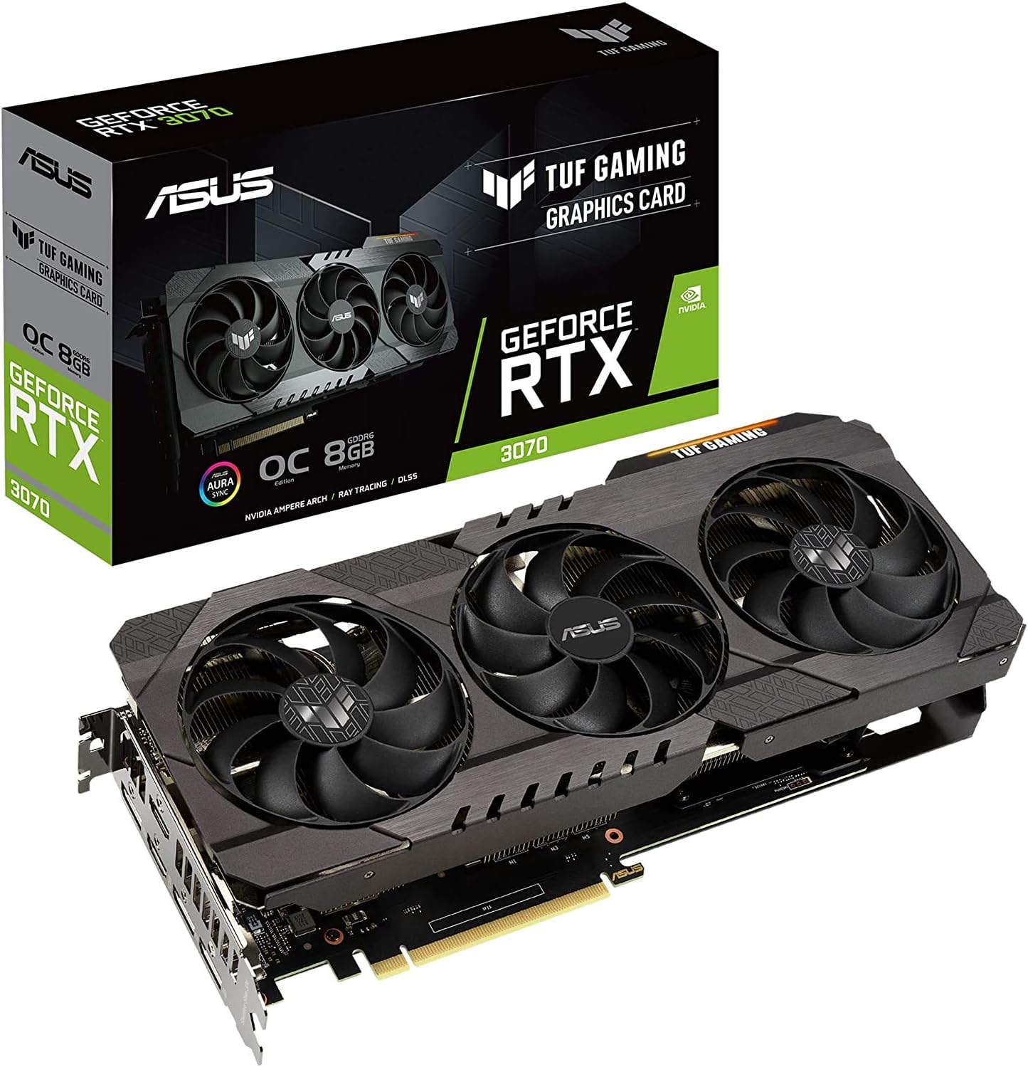 ASUS TUF Gaming NVIDIA GeForce RTX 3070 OC Edition Graphics Card- PCIe 4.0, 8GB GDDR6, HDMI 2.1, DisplayPort 1.4a, Dual Ball Fan Bearings