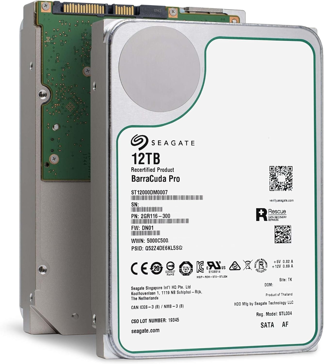 Seagate BarraCuda Pro 12TB Internal Hard Drive Performance HDD – 3.5 Inch SATA 6 Gb/s 7200 RPM 256MB Cache for Desktop Computer (ST12000DM0007) (Renewed)