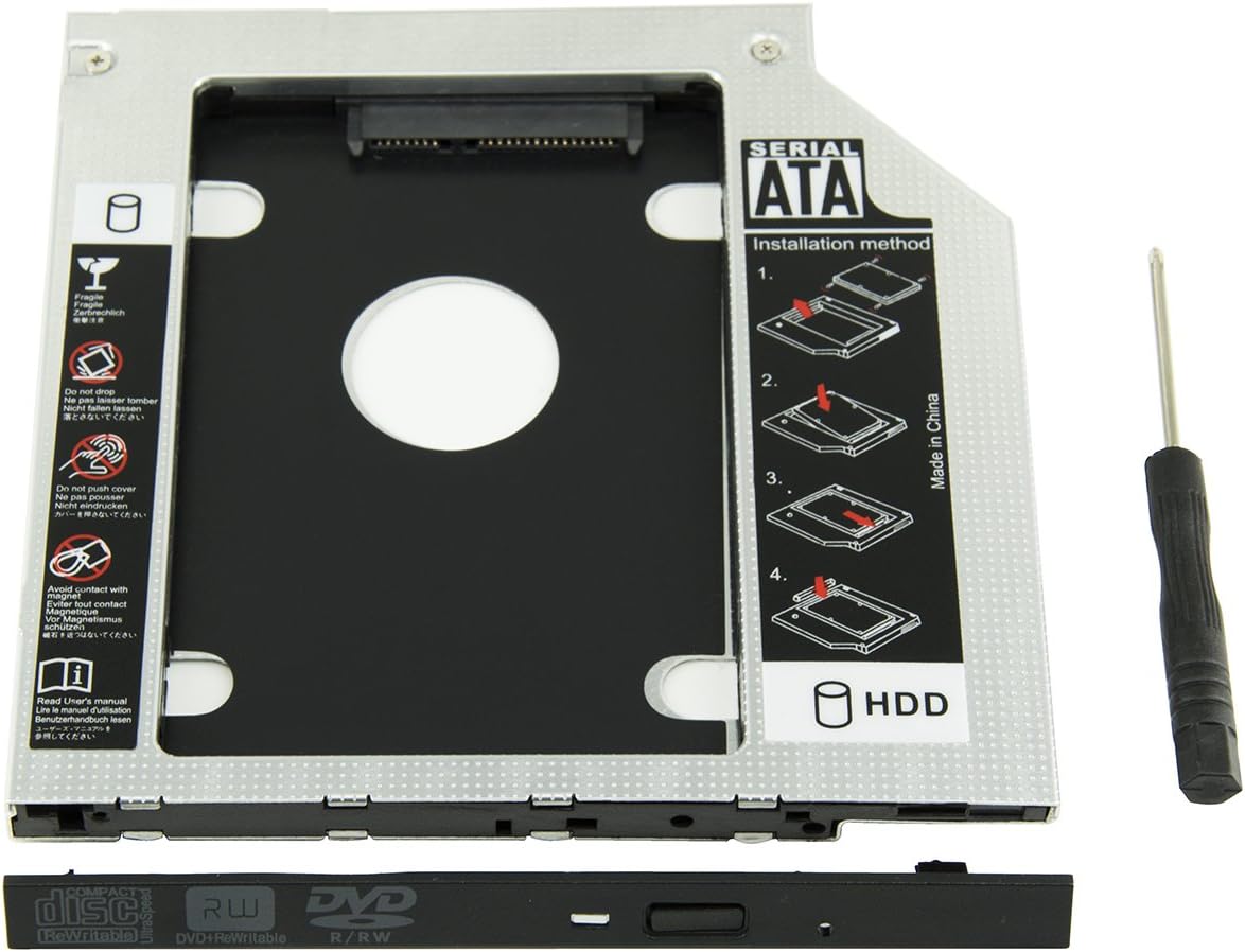 Universal 9.5mm SATA to SATA 2nd SSD HDD Hard Drive Caddy Adapter Tray Enclosures for DELL HP Lenovo ThinkPad ACER Gateway ASUS Sony Samsung MSI Laptop