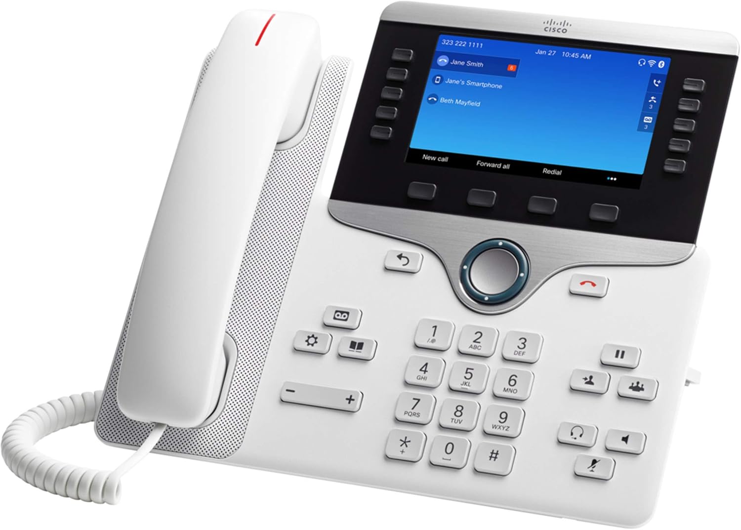 Cisco IP Business Phone 8861, 5-inch WVGA Color Display, Gigabit Ethernet Switch, Class 4 PoE, WLAN Enabled, 2 USB Ports, 10 SIP Registrations, 1-Year Limited Hardware Warranty (CP-8861-K9=)