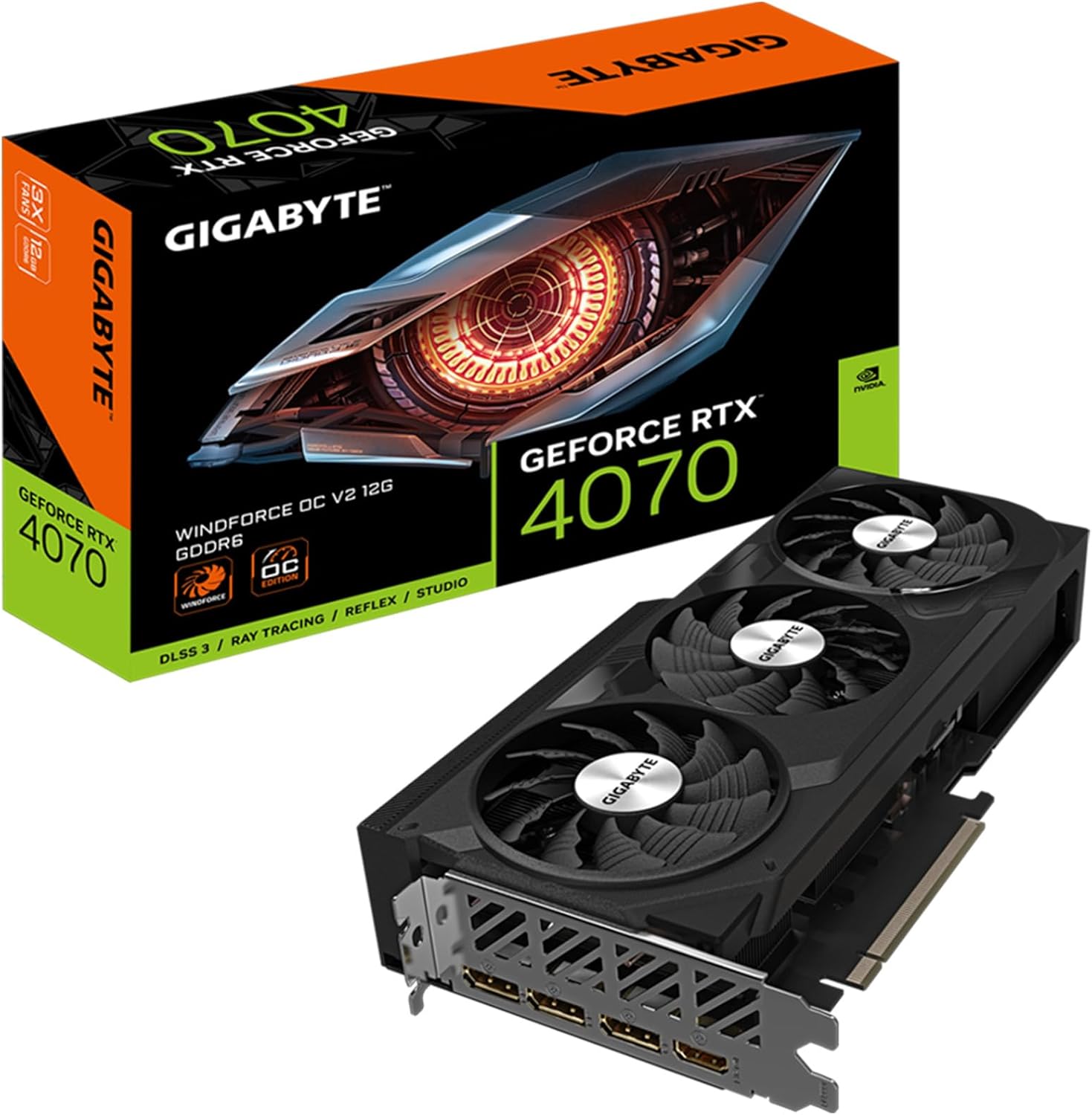 GIGABYTE GeForce RTX 4070 WINDFORCE OC V2 12G Graphics Card, 3X WINDFORCE Fans, 12GB 192-bit GDDR6, GV-N4070WF3OCV2-12GD Video Card