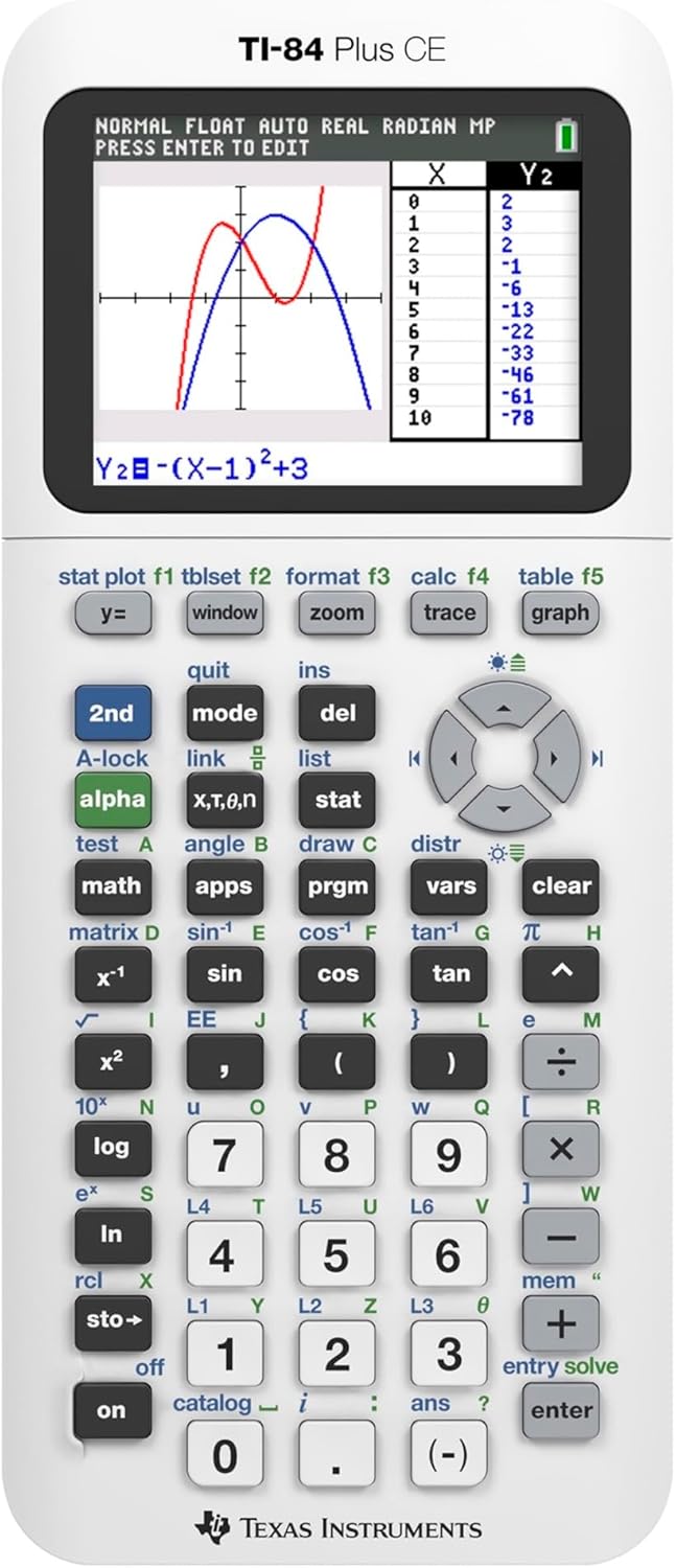 Texas Instruments TI-84 Plus CE Color Graphing Calculator, Bright White