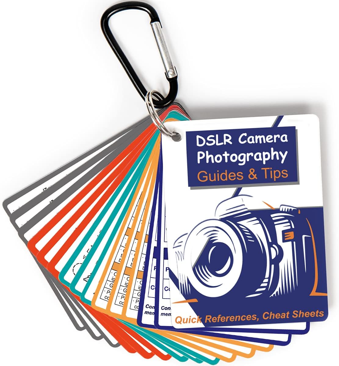 DSLR Cheat Sheet for Canon, Nikon, Sony, Camera Accessories Quick Reference Cards Photography Guides & Tips: Settings, Exposure, Modes, Composition, Lighting etc 4×3 inch