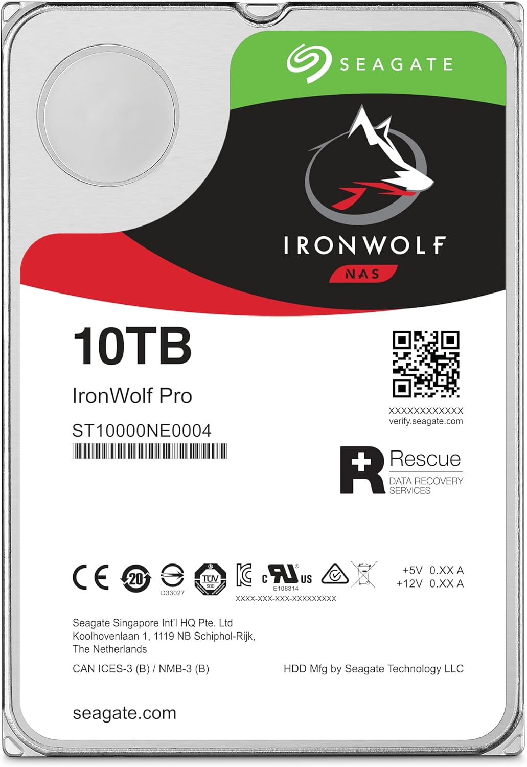 Seagate IronWolf Pro 10Tb NAS Internal Hard Drive HDD – 3.5 Inch Sata 6GB/S 7200 RPM 256MB Cache for Raid Network Attached Storage, Data Recovery Rescue Service (ST10000NE0004)