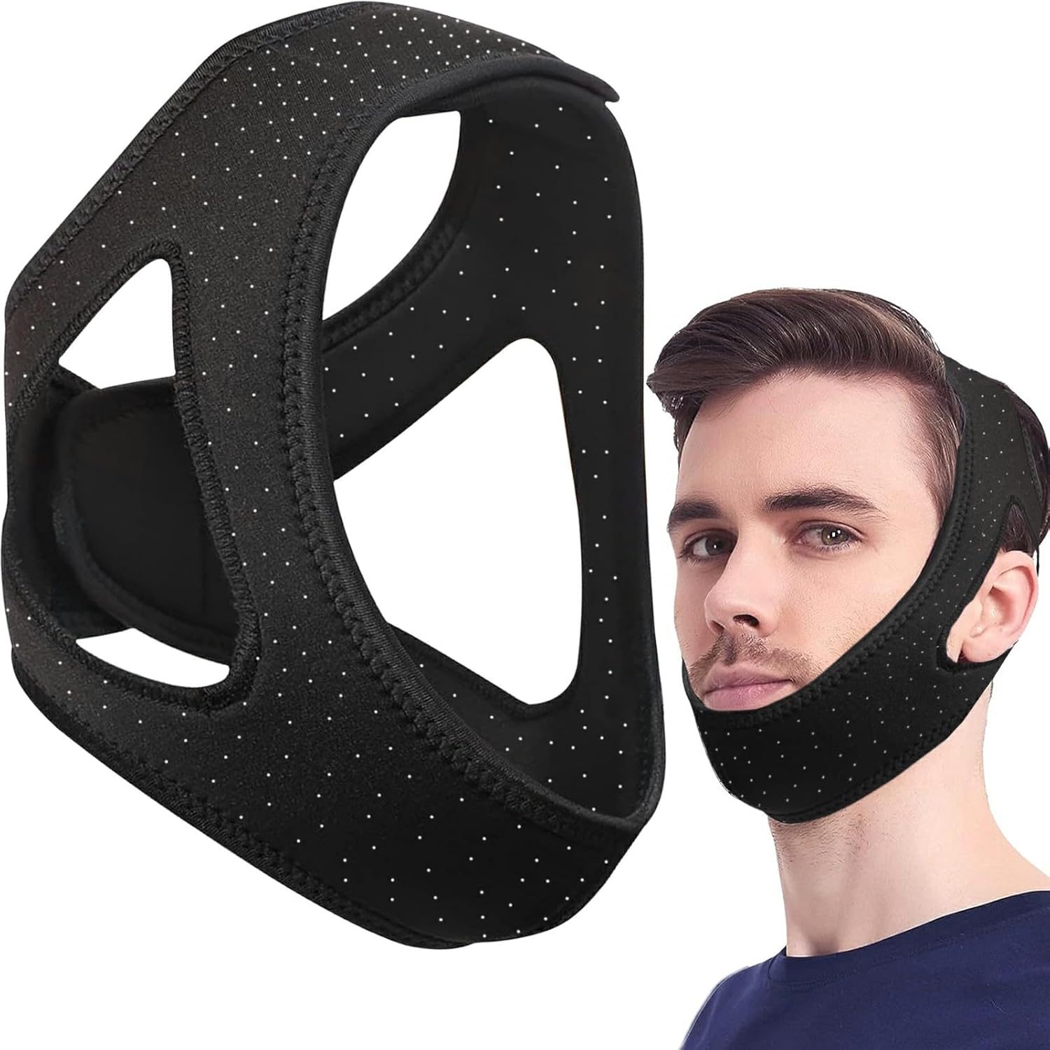 Anti Snoring Devices [Upgraded] – Chin Strap for Sleeping – Snoring Relief Chin Strap – Good Sleep Air Flow Jaw Strap – Snore Less Sleeping Solution for Men and Women – 620mm