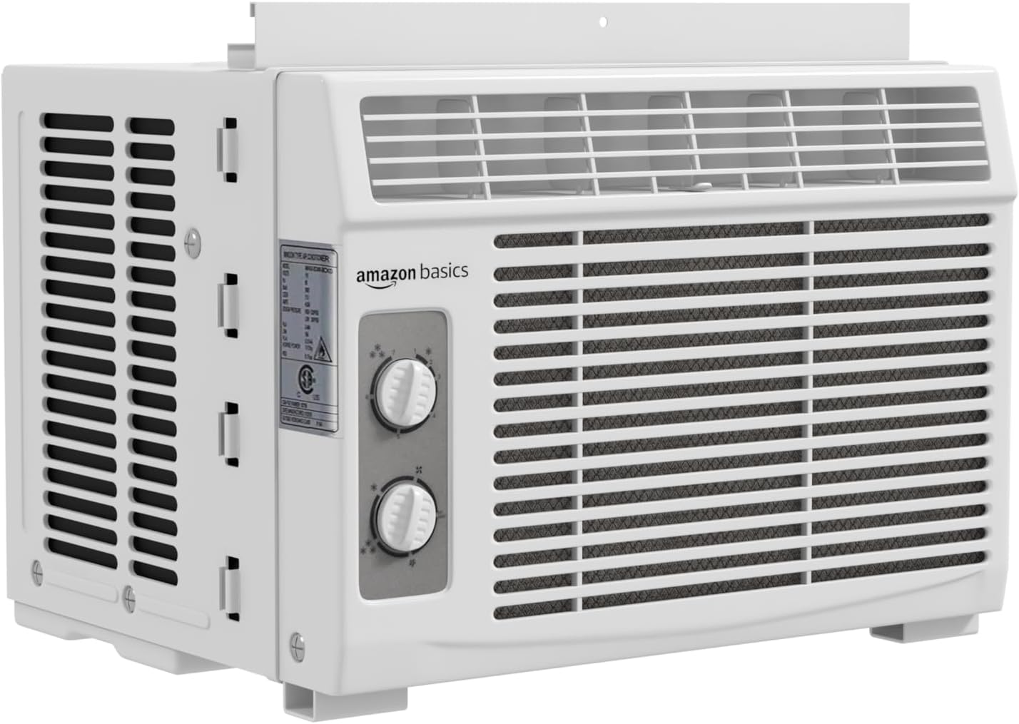 Amazon Basics Window Air Conditioner with Mechanical Control, 5000 BTU, Cools up to 150 Sq. Ft., White AC Unit