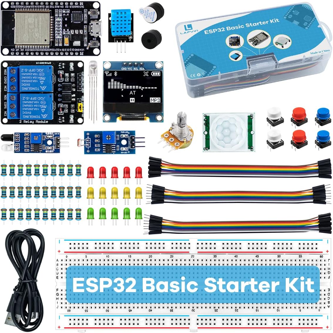 LAFVIN Basic Starter Kit for ESP32 ESP-32S WiFi I OT Development Board with Tutorial Compatible with Arduino IDE