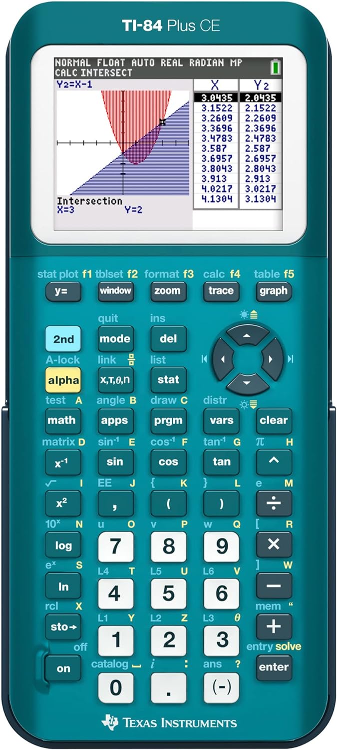 Texas Instruments TI-84 Plus CE Color Graphing Calculator, Teal (Metallic)