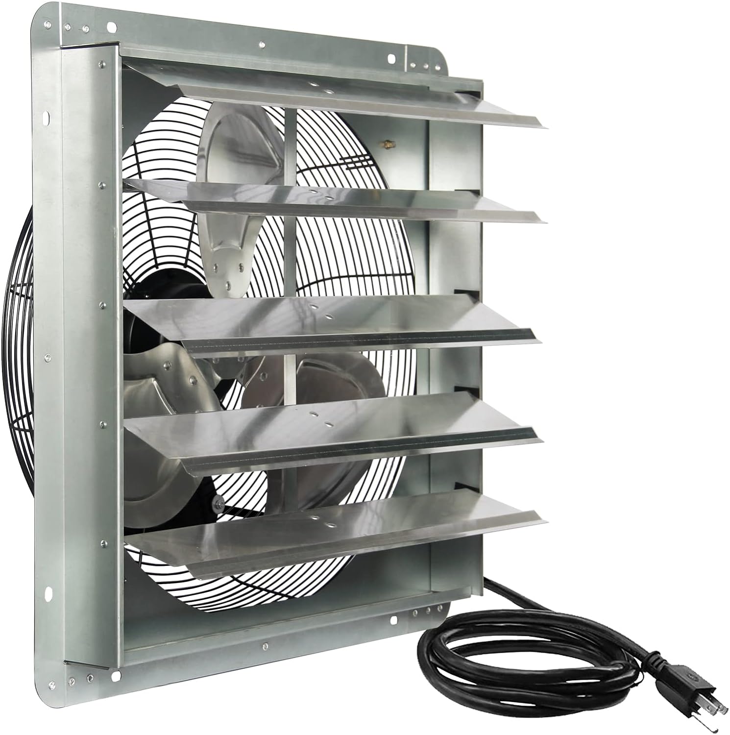 KEN BROWN 20 Inch Shutter Exhaust Fan With 1.65 Meters Power Cord Wall Mounted, High Speed 3500CFM, Vent Fan For Garages And Shops, Greenhouse,Attic Ventilation