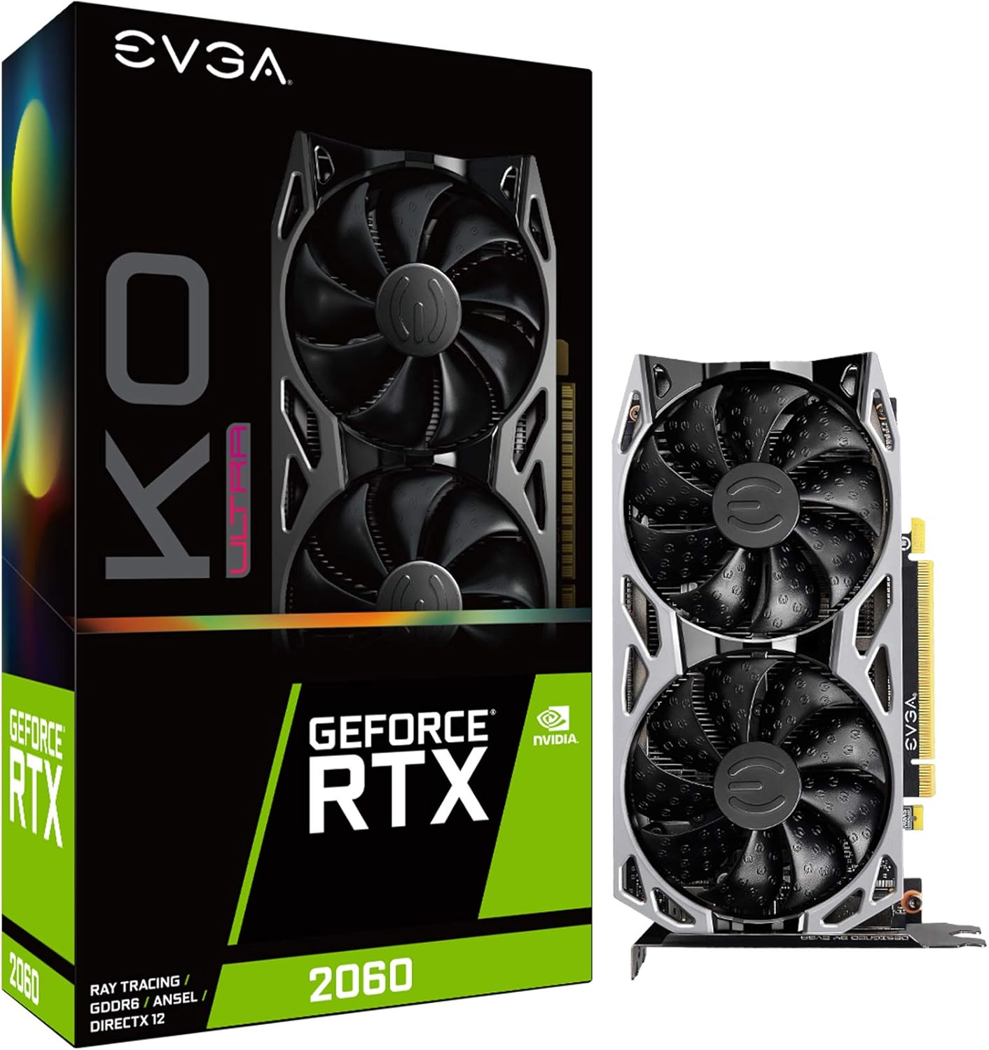 EVGA 06G-P4-2068-KR GeForce RTX 2060 KO Ultra Gaming, 6GB GDDR6, Dual Fans, Metal Backplate