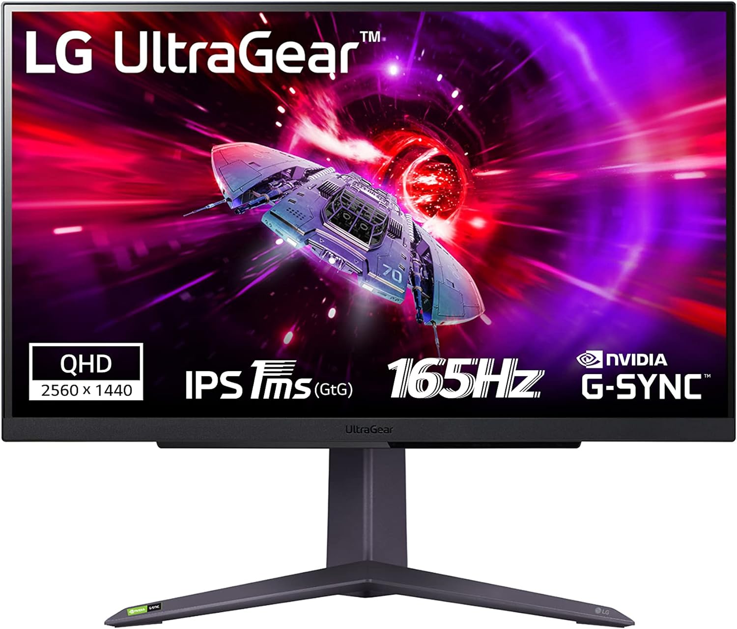 LG Electronics 27GR75Q-B Ultragear Gaming Monitor 68.5 cm (27″), 2560 x 1.440, 16:9, WQHD 1440p, 99% sRGB, HDR10, 165 Hz, 1ms GtG – Black