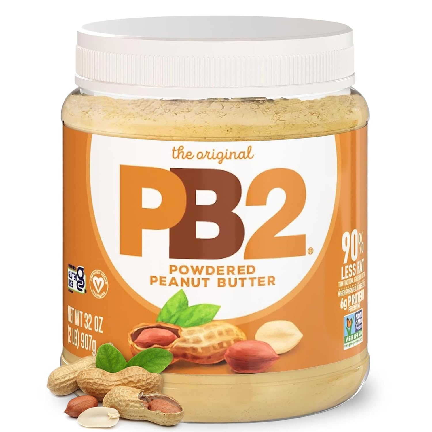 PB2 Original Powdered Peanut Butter – 6g of Protein, 90% Less Fat, Certified Gluten Free, Only 60 Calories per Serving, Perfect for Protein Shakes, Smoothies, and Low-Carb, Keto Diets