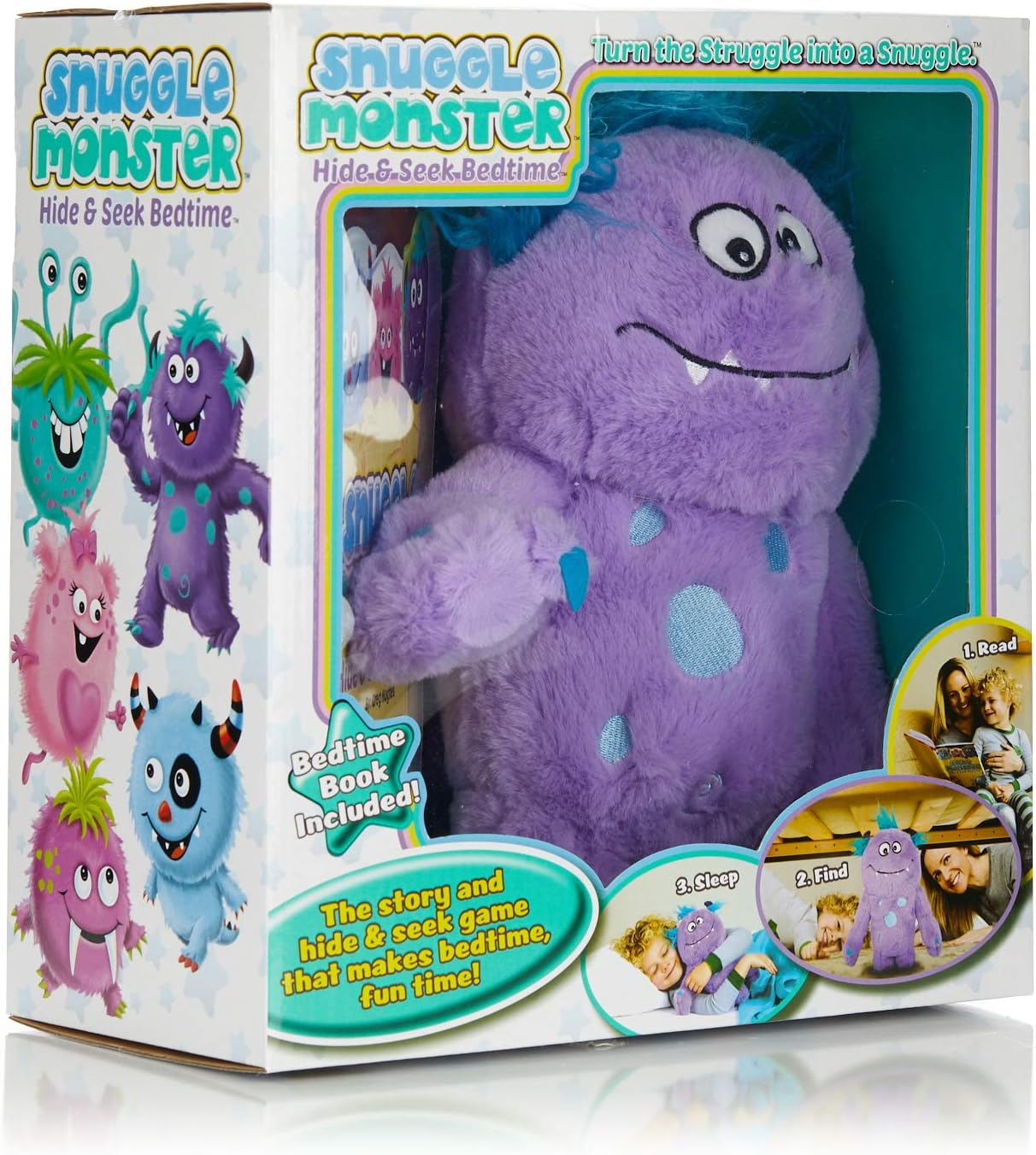 Continuum Games Snuggle Monster – Hide and Seek Bedtime Plush Toy and Book – Purple