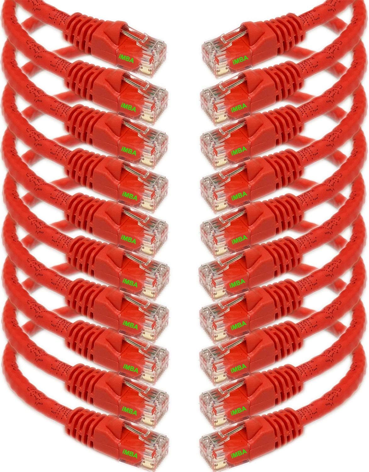 iMBAPrice – 10ft Cat5e Network Ethernet Patch Cable (10 Pack) – Red