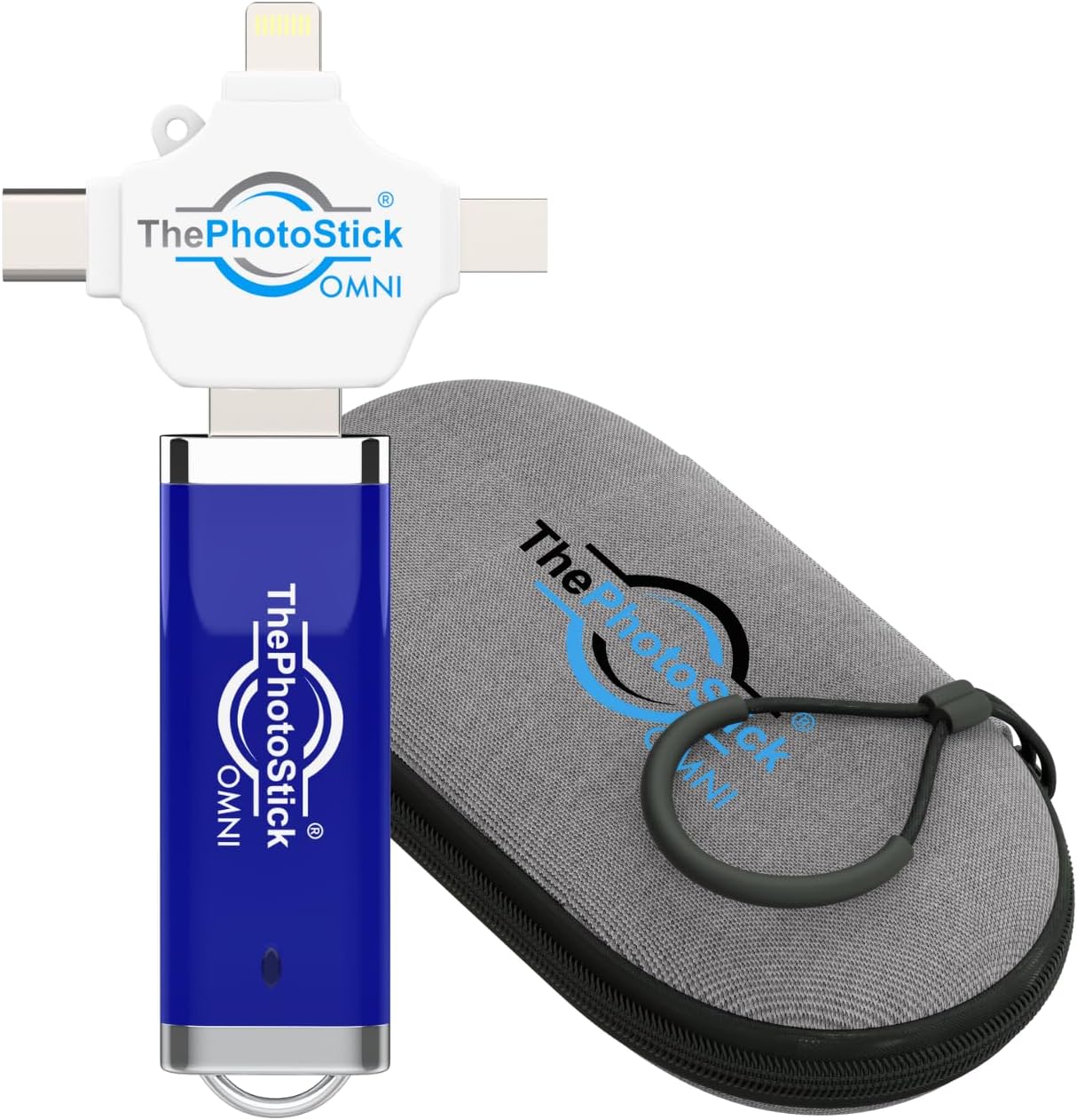 ThePhotoStick® Omni 256GB + Protective Case | Secure Photo & Video Backup and Transfer | Digital File Organization | USB & Multiport Connection for Phones, Tablets and Computers | Water Resistant Case