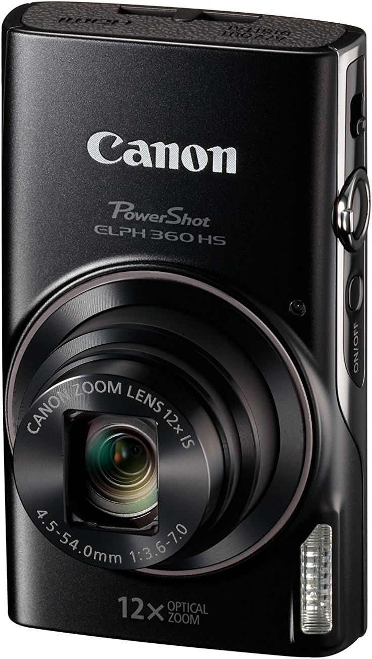 Canon PowerShot ELPH 360 Digital Camera w/ 12x Optical Zoom and Image Stabilization – Wi-Fi & NFC Enabled (Black)