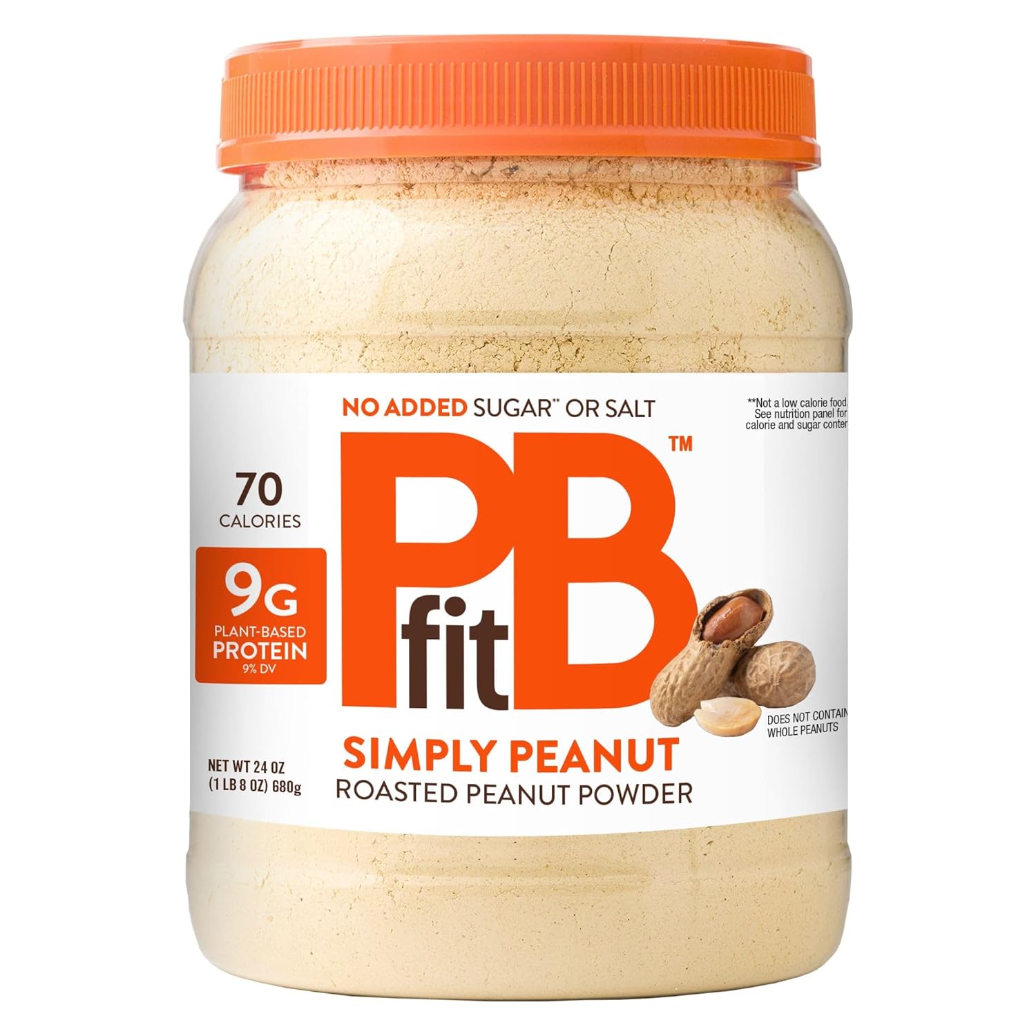 PBfit 24 Ounce Simply Peanut Powdered Peanut Powder, No Added Sugar or Salt, Non-GMO, Plant-Based, Gluten-Free Protein Powder, 9g of Protein 9% DV