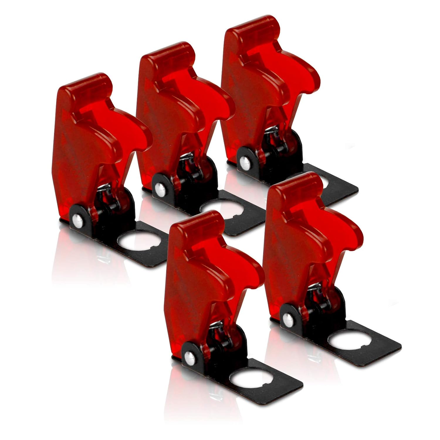 MGI SpeedWare Safety Flip Covers for Toggle Bat-Handle Switch 5-Pack (Red)