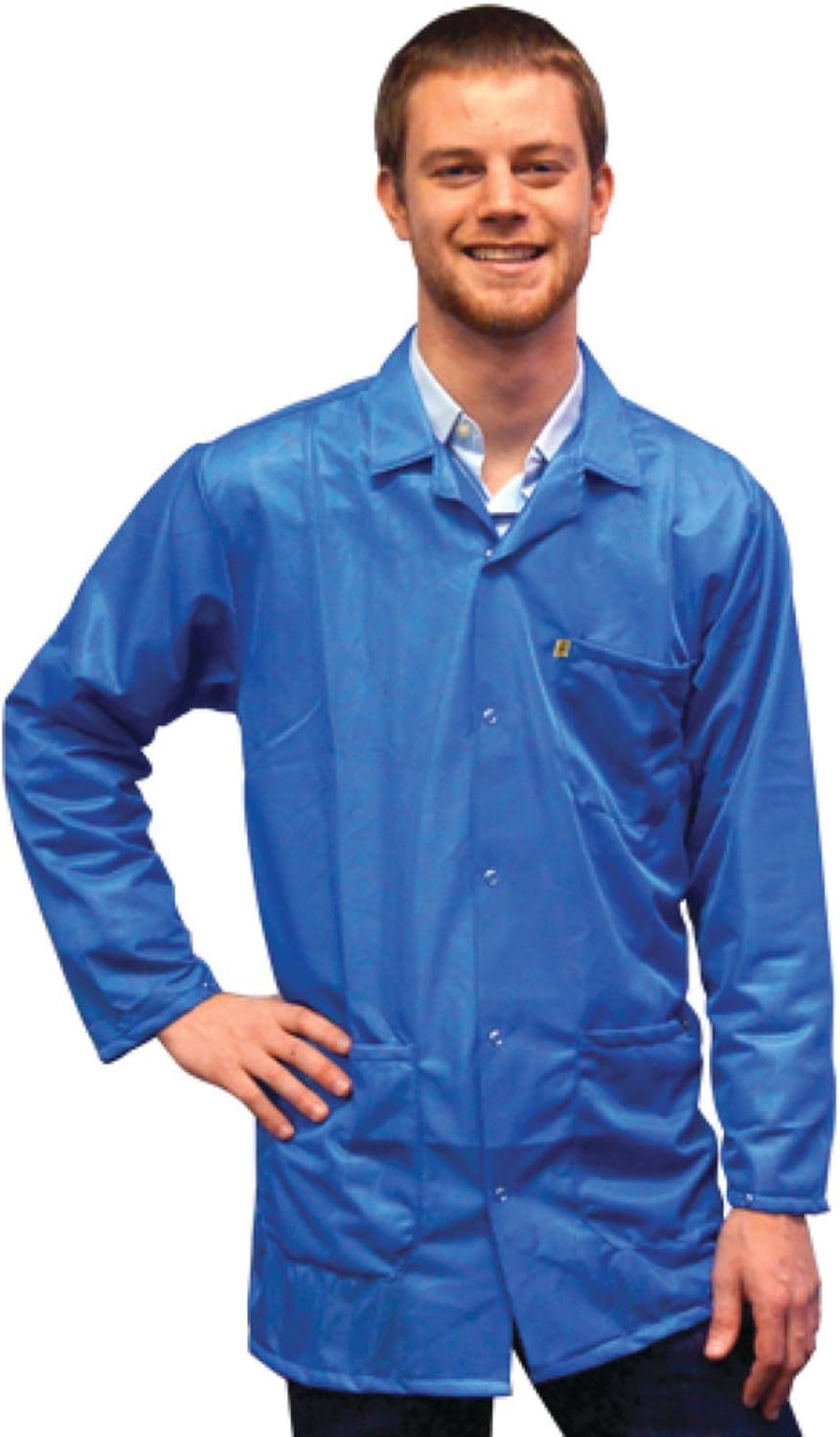 ESD Jacket, Certified Level 3 Protective Lightweight Workwear & Anti Static Shielding Lab Coat, Snap Cuff ESD Smock