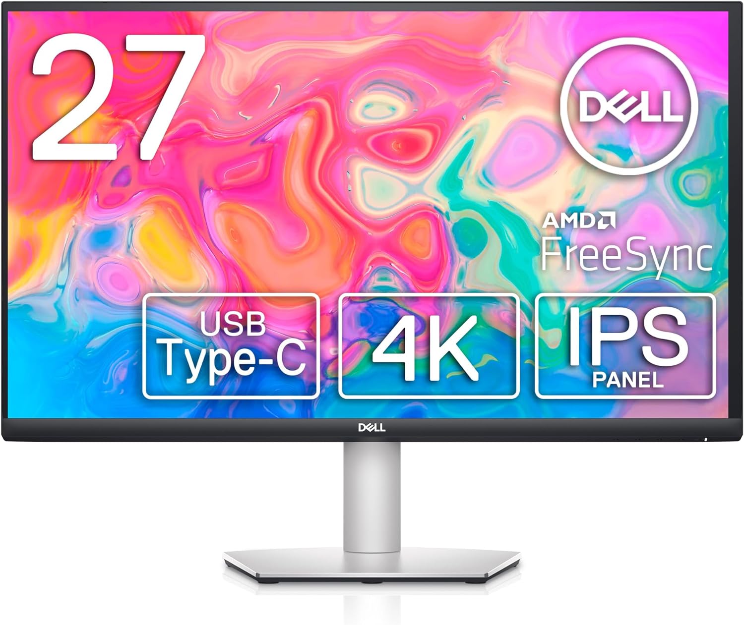 Dell S2722QC Monitor – 27 inch 4K USB-C , UHD (3840 x 2160) Display, 60Hz Refresh Rate, 8MS Grey-to-Grey Response Time, Built-in Dual 3W Speakers, 1.07 Billion Colors – Platinum Silver