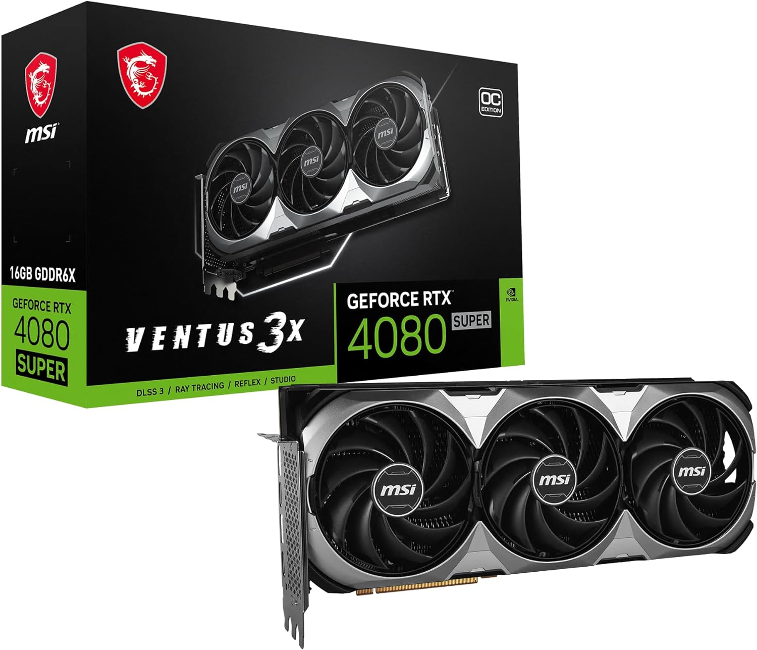 MSI Gaming RTX 4080 Super 16G Ventus 3X OC Graphics Card (NVIDIA RTX 4080 Super, 256-Bit, Extreme Clock: 2595 MHz, 16GB GDRR6X 23 Gbps, HDMI/DP, Ada Lovelace Architecture)