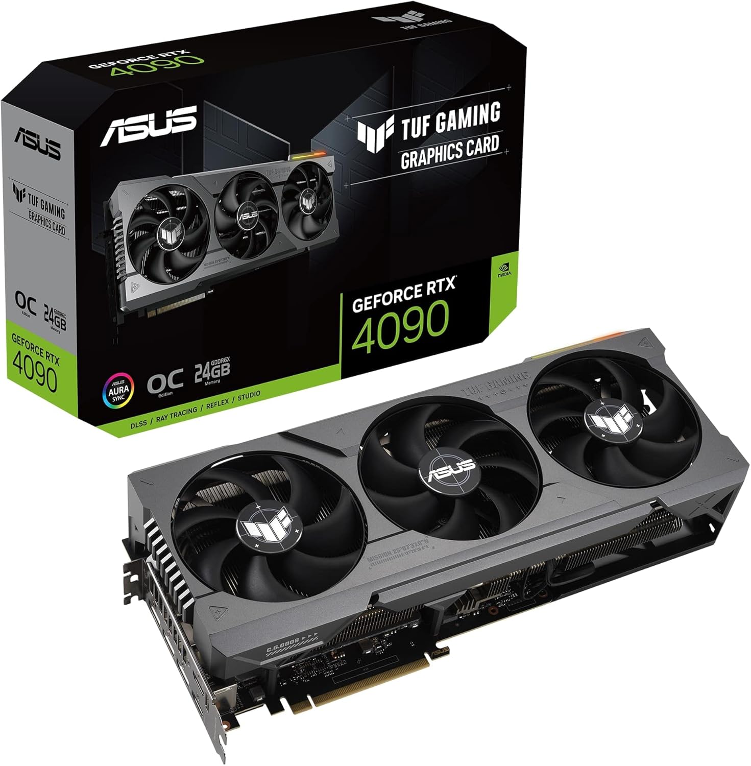 ASUS TUF GAMING NVIDIA GeForce RTX 4090 OC Edition Gaming Graphics Card (24GB GDDR6X, PCIe 4.0, HDMI 2.1a, DisplayPort 1.4a, Dual Ball Bearing Axial Fans)