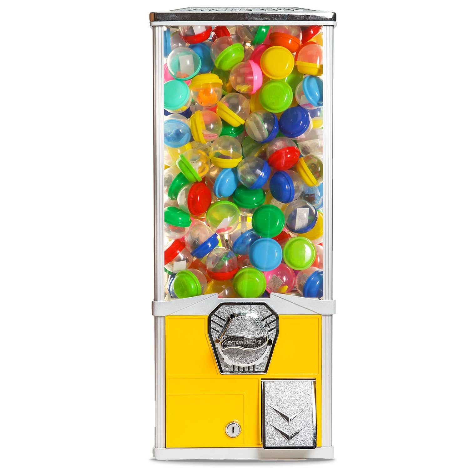 Vending Machine – Big Capsule Vending Machine – Prize Machine – Commercial Vending Machine for 2 Inch Round Capsules Gumballs Bouncy Balls – Yellow