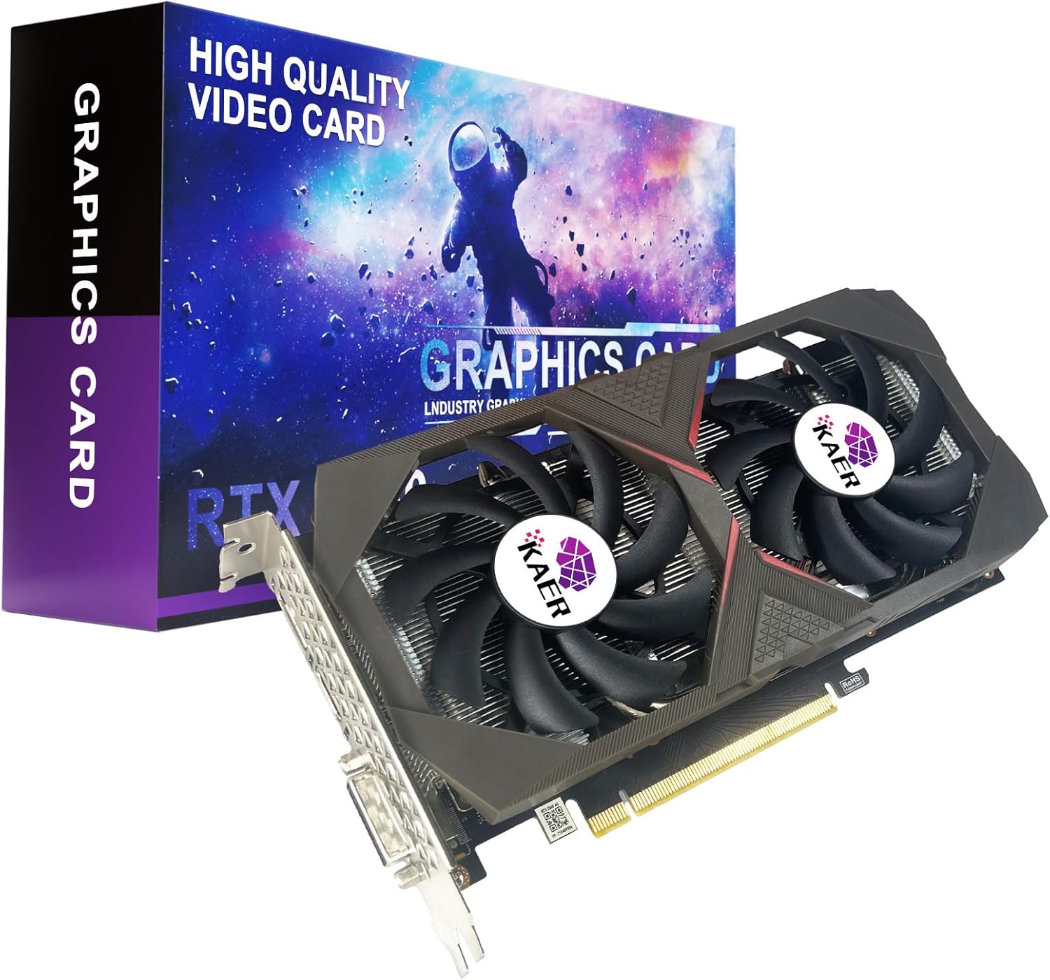 KAER Gaming GeForce RTX 2060 6GB GDRR6 192-Bit HDMI/DP/DVI 1680MHz Dual Fans ray-tracing Graphics Card