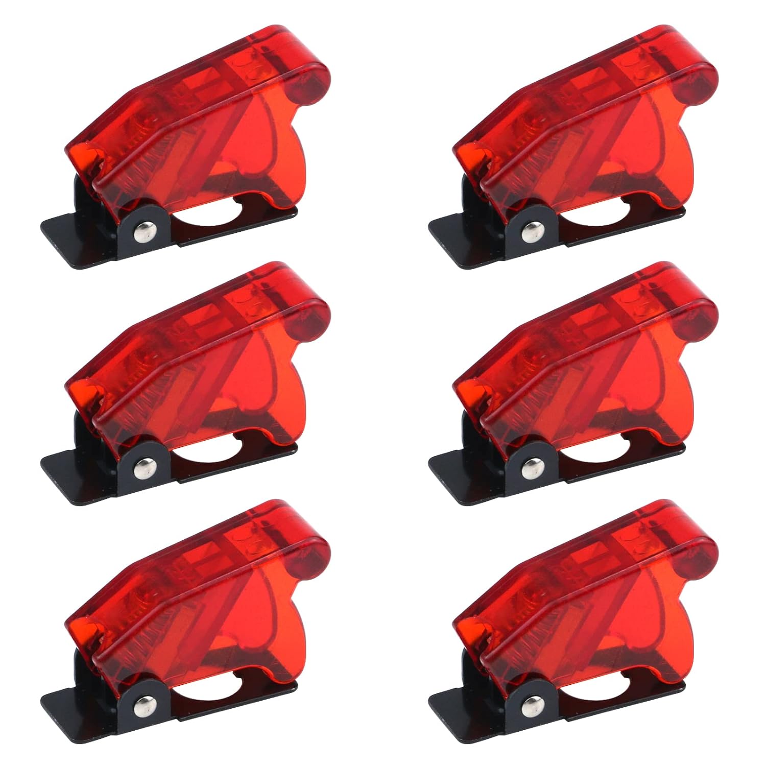 Antrader Plastic 12mm Mount Dia. Toggle Switch Cover Dustproof Safety Waterproof Safety Flip Cover Cap Red 6-Pack