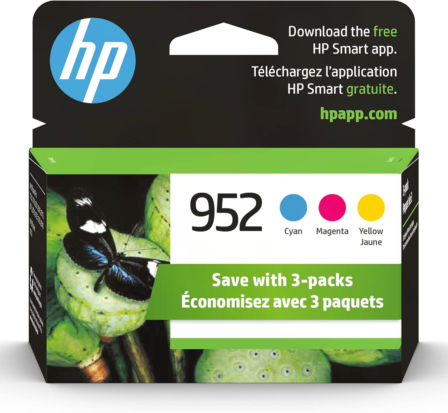 HP 952 Cyan, Magenta, Yellow Ink Cartridges (3-pack) | Works with HP OfficeJet 8702, HP OfficeJet Pro 7720, 7740, 8210, 8710, 8720, 8730, 8740 Series | Eligible for Instant Ink | N9K27AN