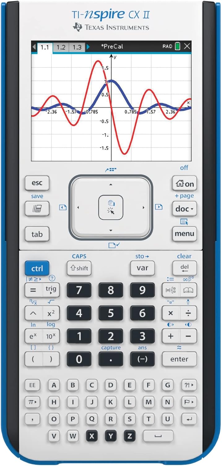 Texas Instruments TI-Nspire CX II Color Graphing Calculator with Student Software (PC/Mac) White 3.54 x 7.48