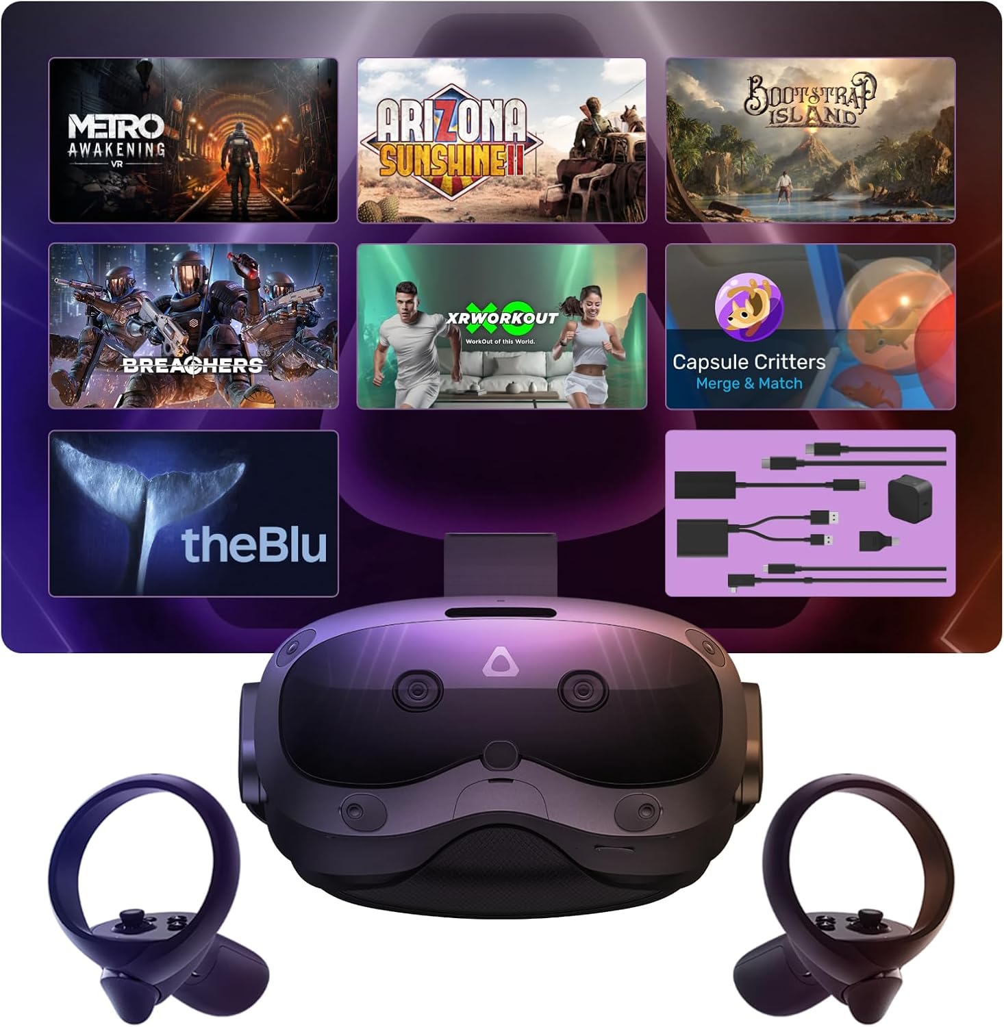 HTC Vive Focus Vision VR Headset – Get DisplayPort PC Streaming Kit + Game Pack Included