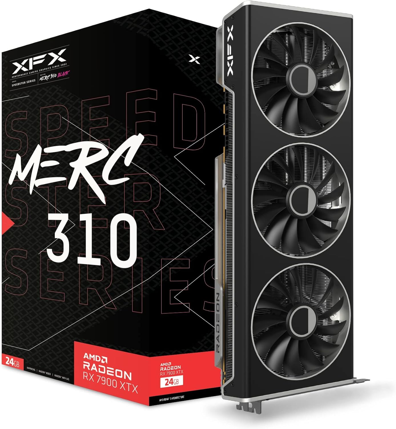 XFX Speedster MERC310 AMD Radeon RX 7900XTX Black Gaming Graphics Card with 24GB GDDR6, AMD RDNA 3 RX-79XMERCB9