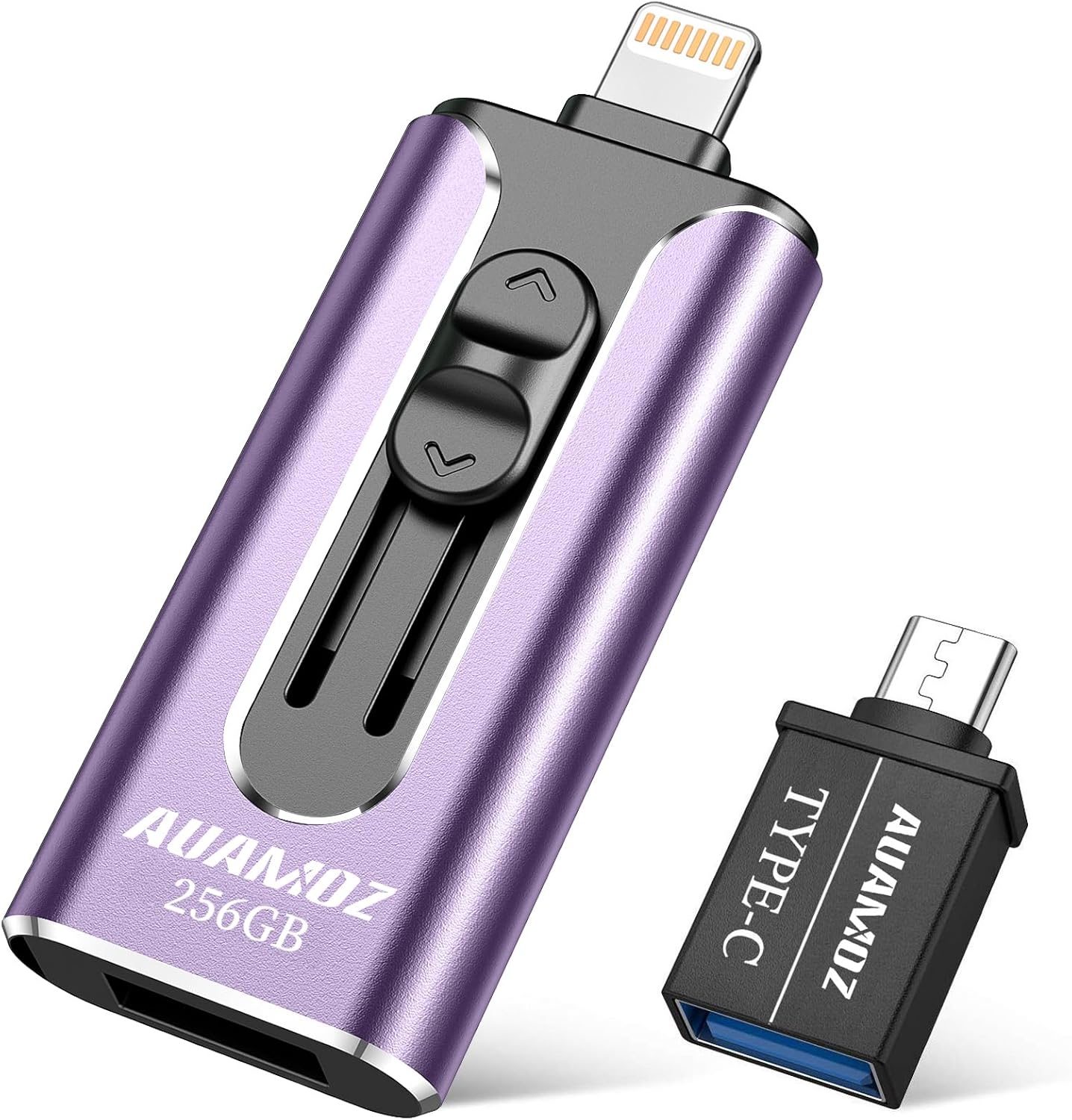 256GB Photo Stick USB Memory Phone Flash Drive, AUAMOZ External Memory Thumb Storage for Photo and Video Backup, Compatible with iPhone iPad Android PC (Light Purple)