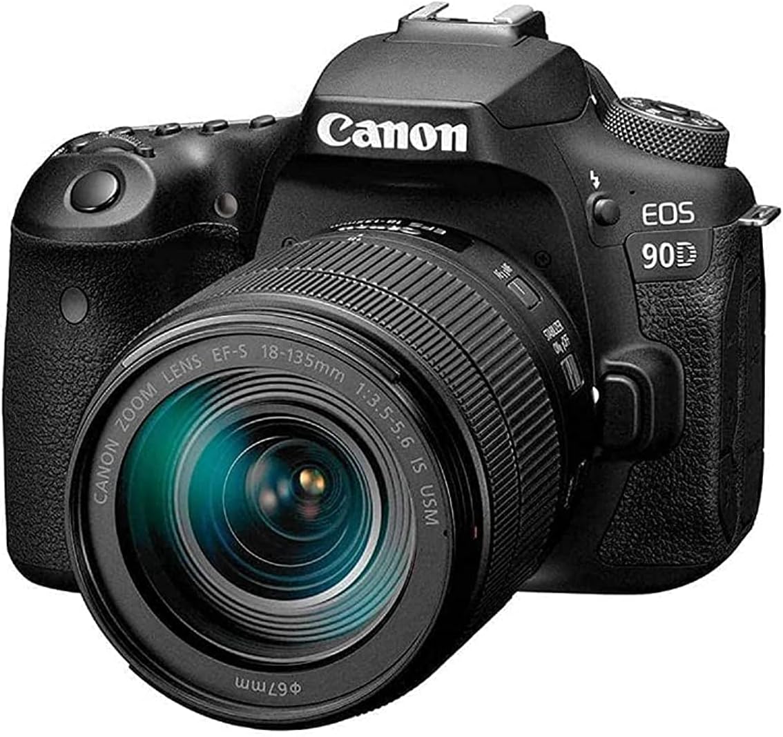 Canon DSLR Camera [EOS 90D] with 18-135 is USM Lens | Built-in Wi-Fi, Bluetooth, DIGIC 8 Image Processor, 4K Video, Dual Pixel CMOS AF, and 3.0 Inch Vari-Angle Touch LCD Screen, Black