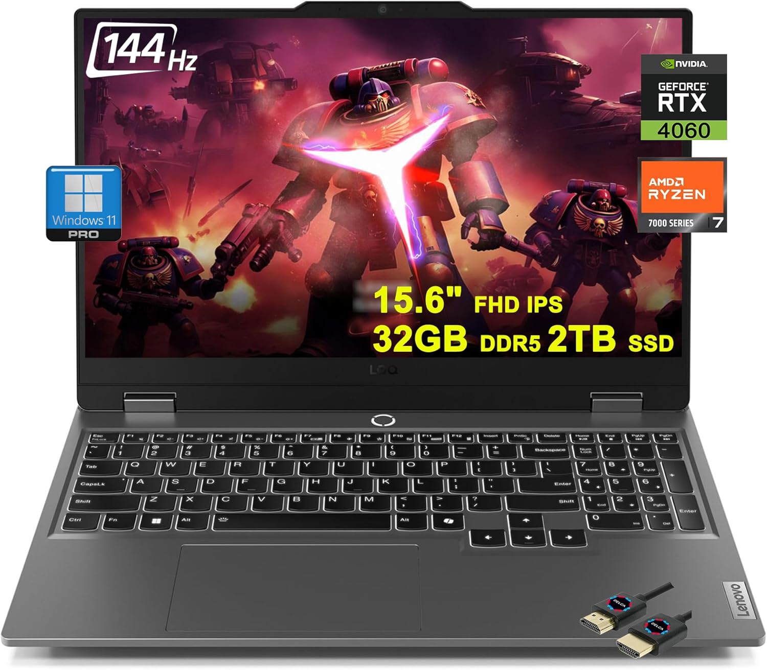 Lenovo LOQ Gaming Laptop | 15.6″ FHD IPS 144Hz 100% sRGB G-SYNC | AMD 8-core Ryzen 7 7435HS (>i7-12650H) | 32GB DDR5 2TB SSD | GeForce RTX 4060 | Backlit Win11Pro w/DLCA Accessory