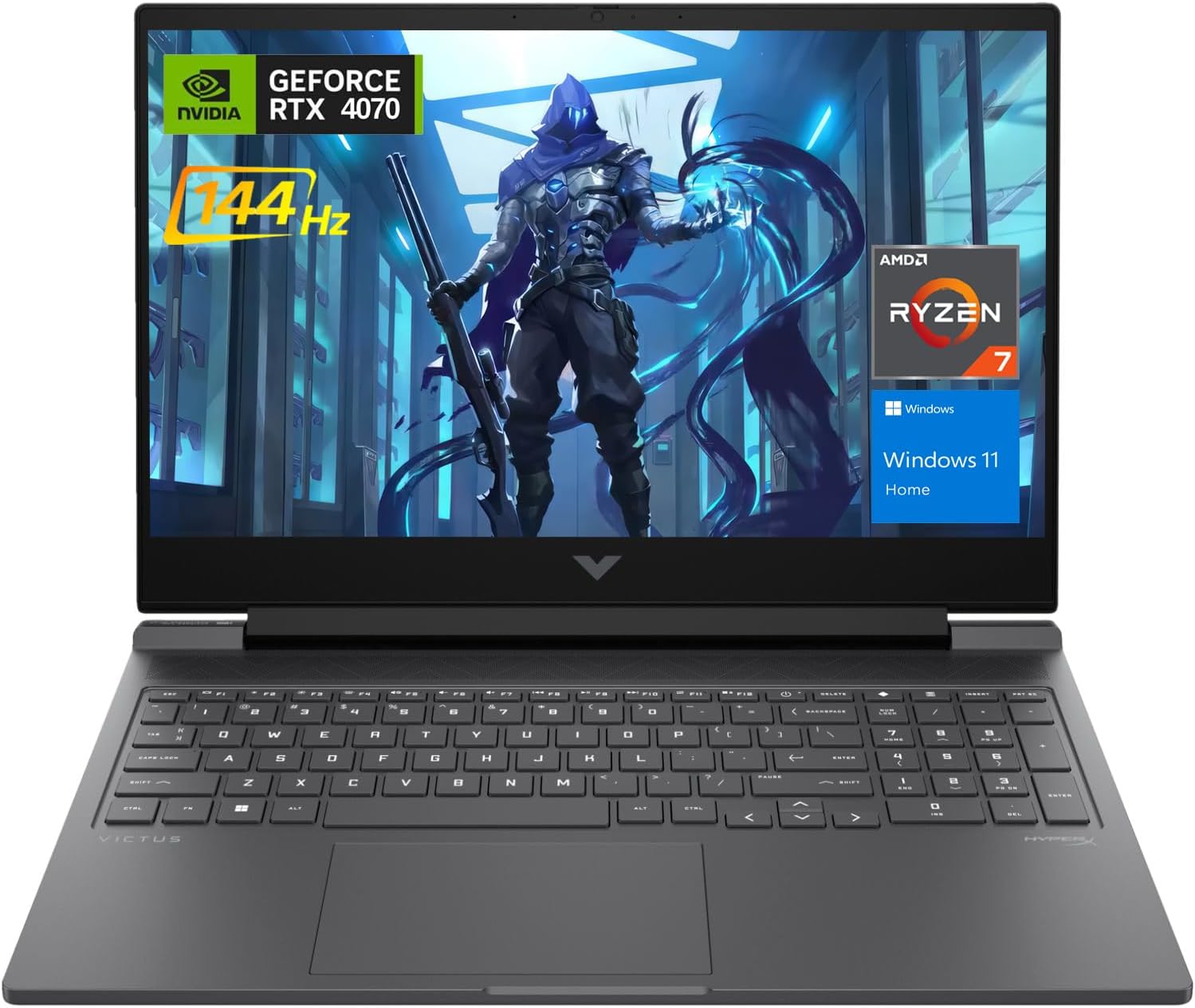 HP Newest Victus 16.1 Ryzen 7 Gaming Laptop, 16.1″ FHD 144Hz, AMD Ryzen 7 8845HS, NVIDIA GeForce RTX 4070, 32GB RAM, 1TB SSD, Backlit KB, Webcam, Wi-Fi 6, HDMI, Windows 11 Home, Silver