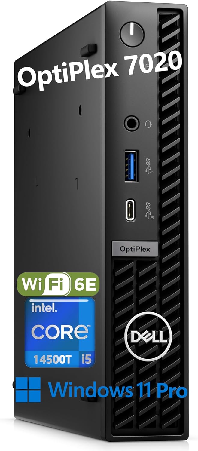 DELL OptiPlex 7020 MFF 7000 Micro Form Factor Mini PC Business Desktop Computer, 14th Gen Intel 14-Core i5-14500T (Beat i7-13700T), 16GB DDR5 RAM, 512GB PCIe SSD, WiFi 6E, Bluetooth, Windows 11 Pro