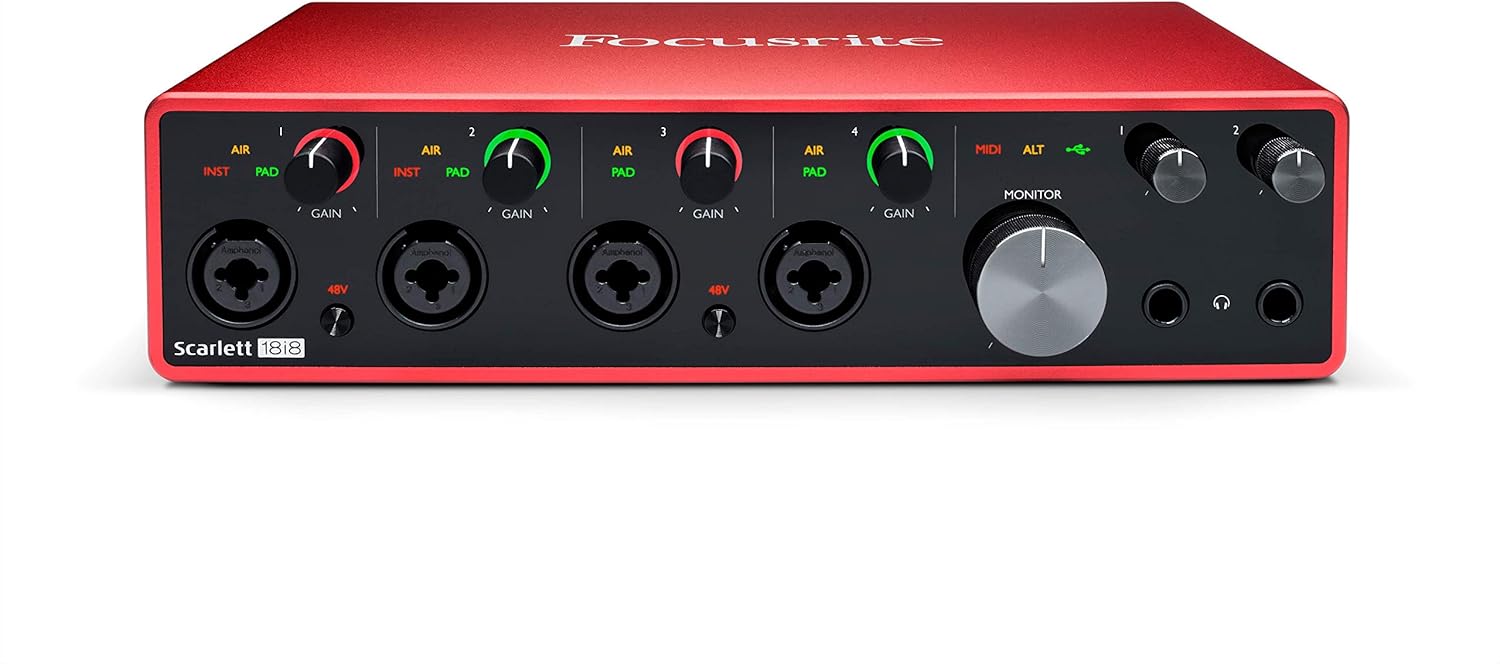 Focusrite Scarlett 18i8 3rd Gen USB Audio Interface for Recording, Producing and Engineering — High-Fidelity, Studio Quality Recording, with Transparent Playback