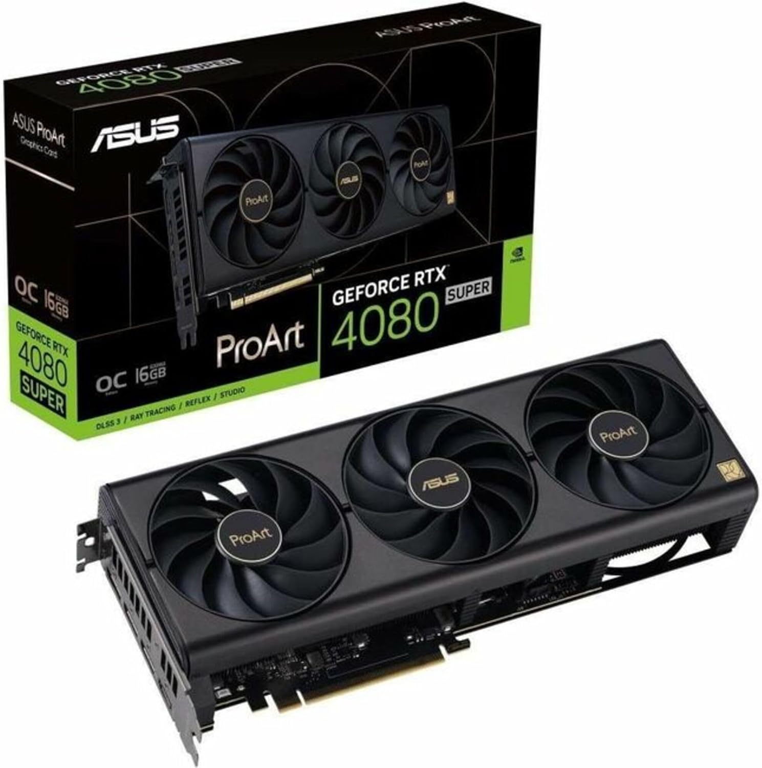 ASUS ProArt GeForce RTX 4080 Super OC Edition Graphics Card (PCIe 4.0, 16GB GDDR6X, DLSS 3, HDMI 2.1a, DisplayPort 1.4a)