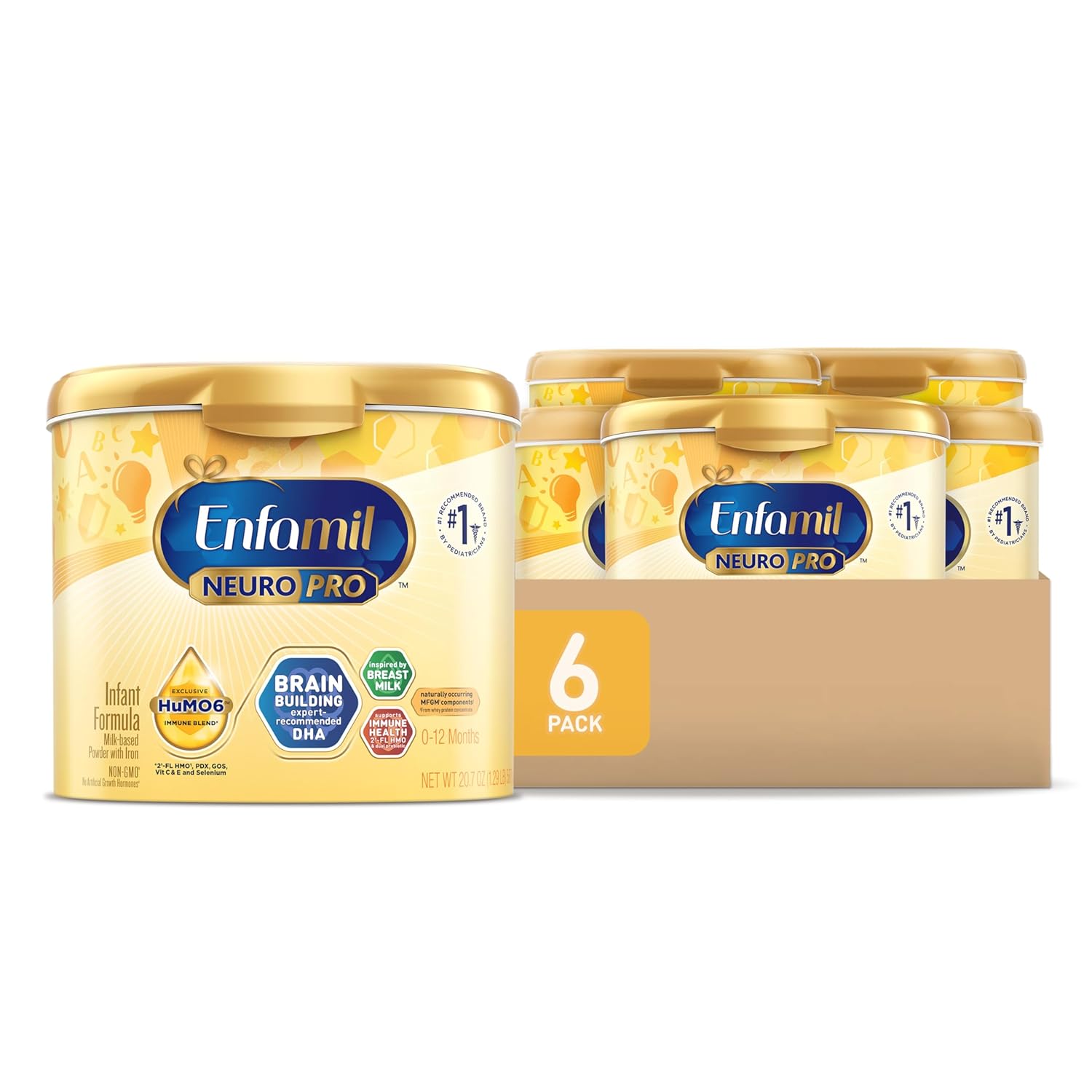 Enfamil NeuroPro Baby Formula, Milk-Based Infant Nutrition, MFGM* 5-Year Benefit, Expert-Recommended Brain-Building Omega-3 DHA, Exclusive HuMO6 Immune Blend, Non-GMO, 124.2 oz​