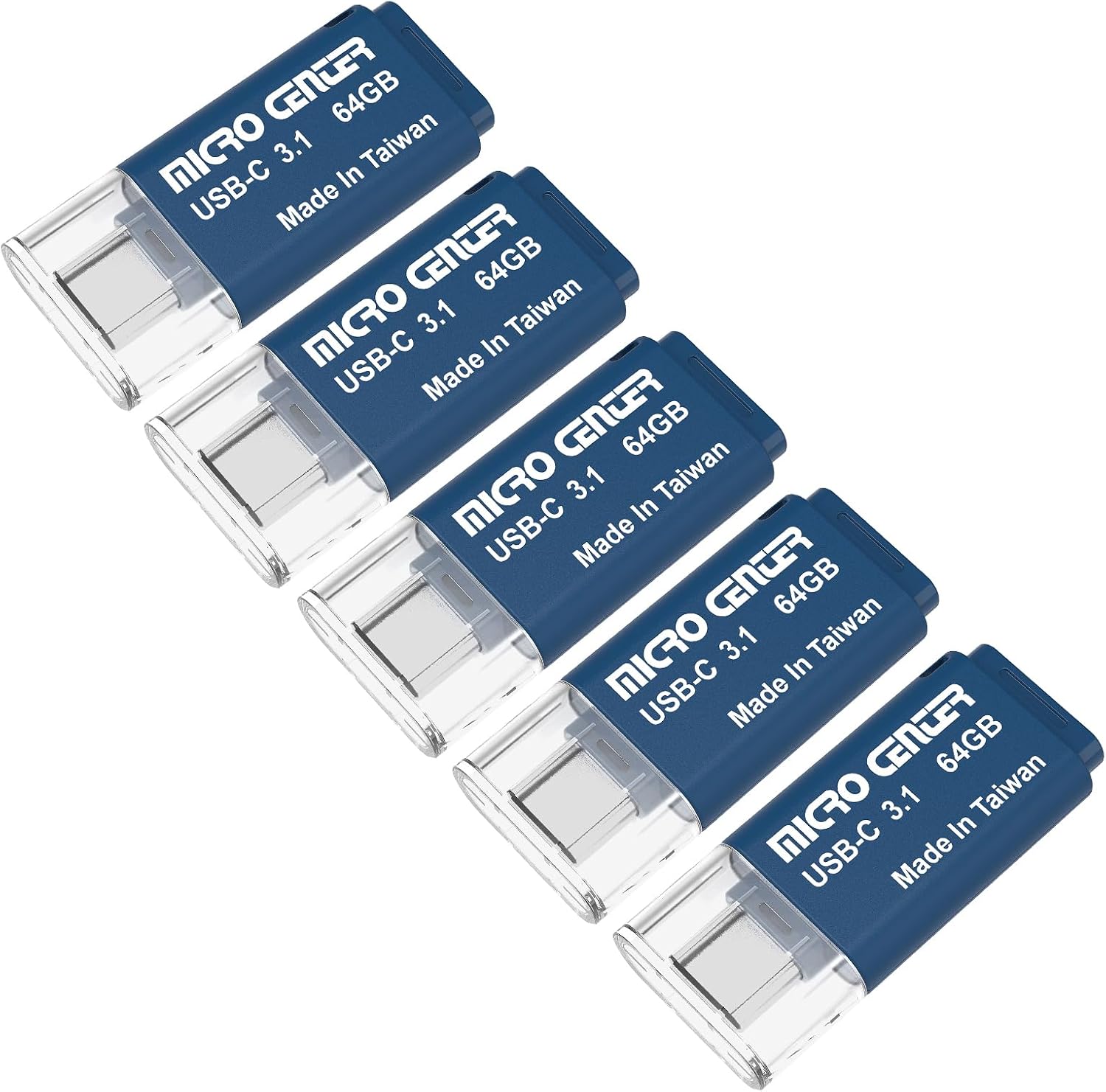 INLAND Micro Center SuperSpeed 5 Pack 64GB Type-C USB 3.0/USB 3.1 Gen 1 Mini Flash Drive Memory Stick Thumb Drive(64GB, 5 Pack)