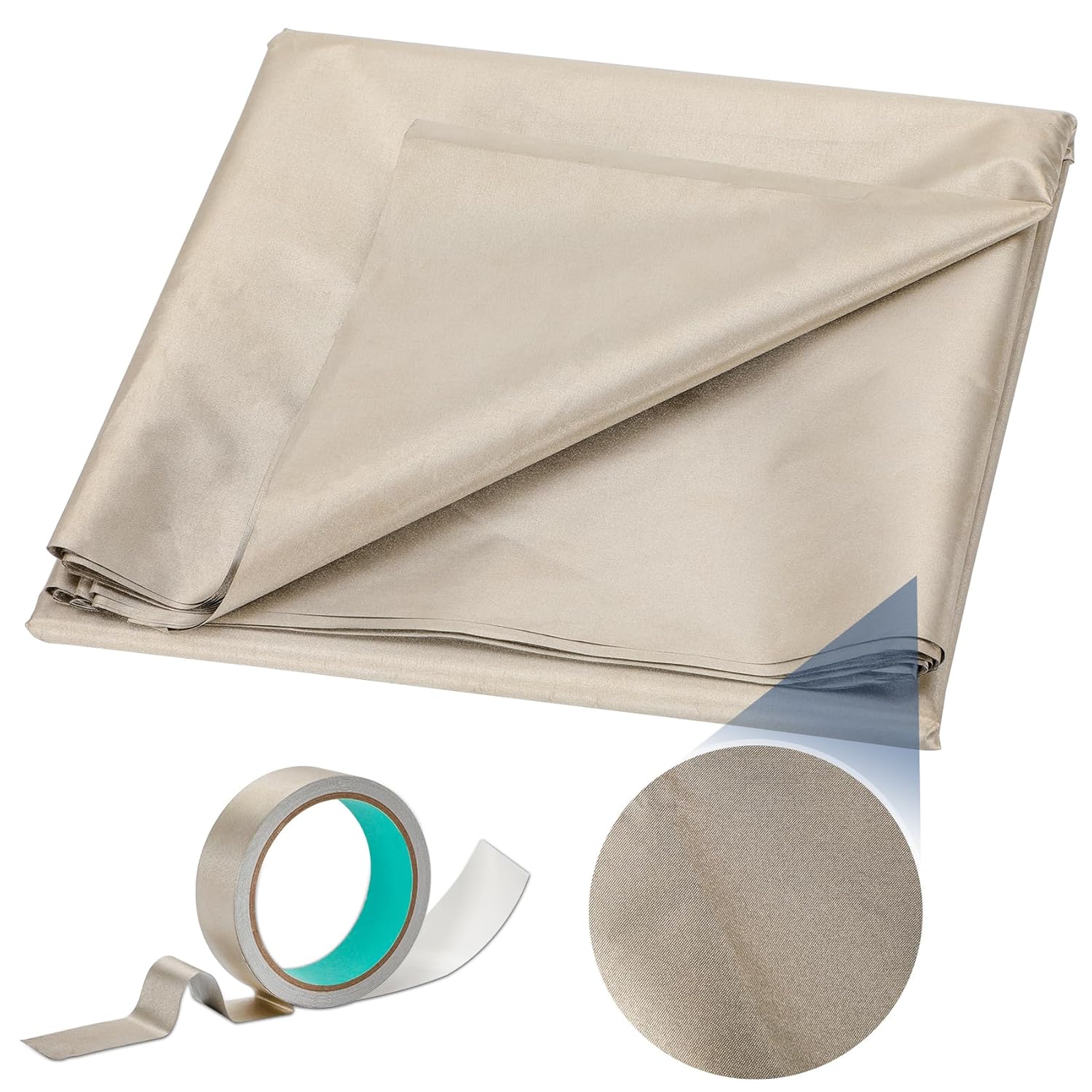 Faraday Fabric,Faraday Cloth 43″ W x 118″ L, Faraday Tape 1.18″ W x 314″ L,Faraday Cage,Faraday Military Grade Conductive Material,DIY Faraday Bags