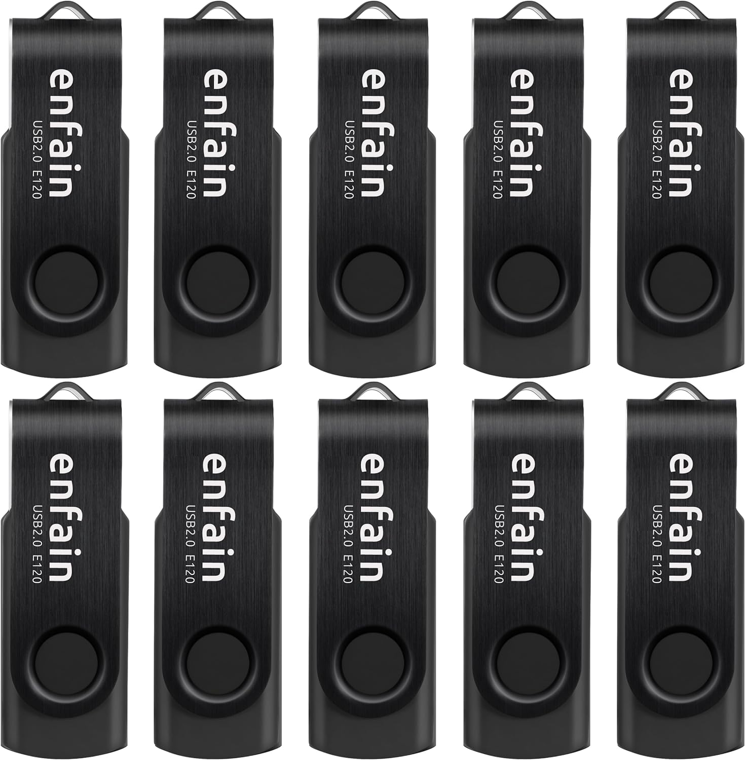 Efficient 10-Pack of Enfain USB 2.0 4GB Flash Drives – Compact Memory Sticks Perfect for Saving and Transferring Limited Digital Files (All Black)