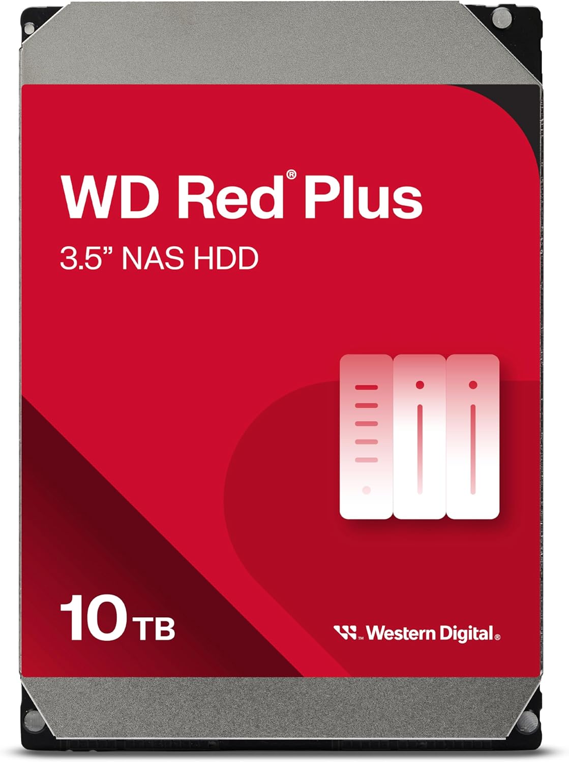 Western Digital 10TB WD Red Plus NAS Internal Hard Drive HDD – 7200 RPM, SATA 6 Gb/s, CMR, 256 MB Cache, 3.5″ – WD101EFBX