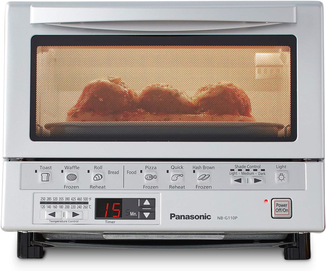 Panasonic Toaster Oven FlashXpress with Double Infrared Heating and Removable 9 Inner Baking Tray, 1300W, 12 x 13 x 10.25 inches, Silver