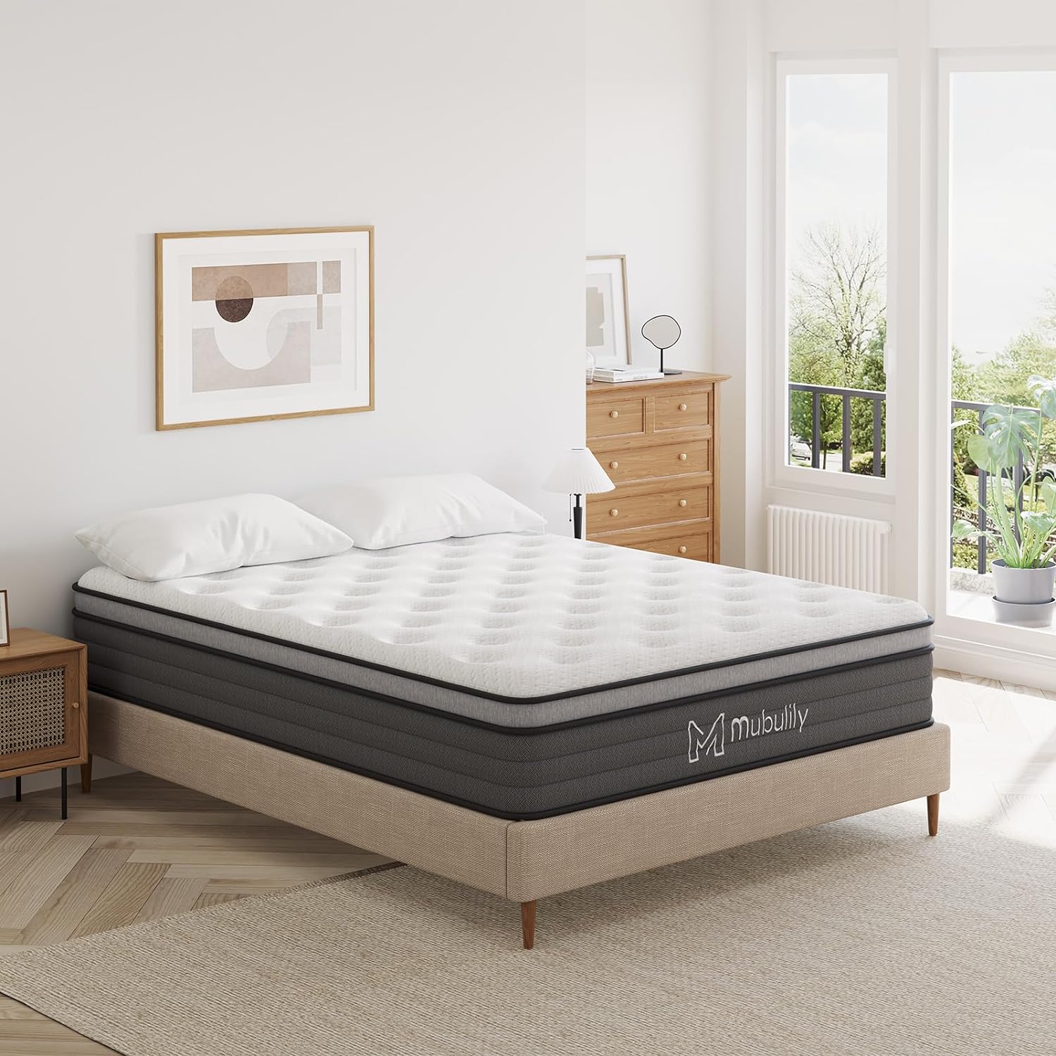 Queen Size Mattress, 12 Inch Hybrid Mattress Queen Size,Hybrid Mattress in a Box with Independent Spring, Cooler Sleep with Pressure Relief and Support