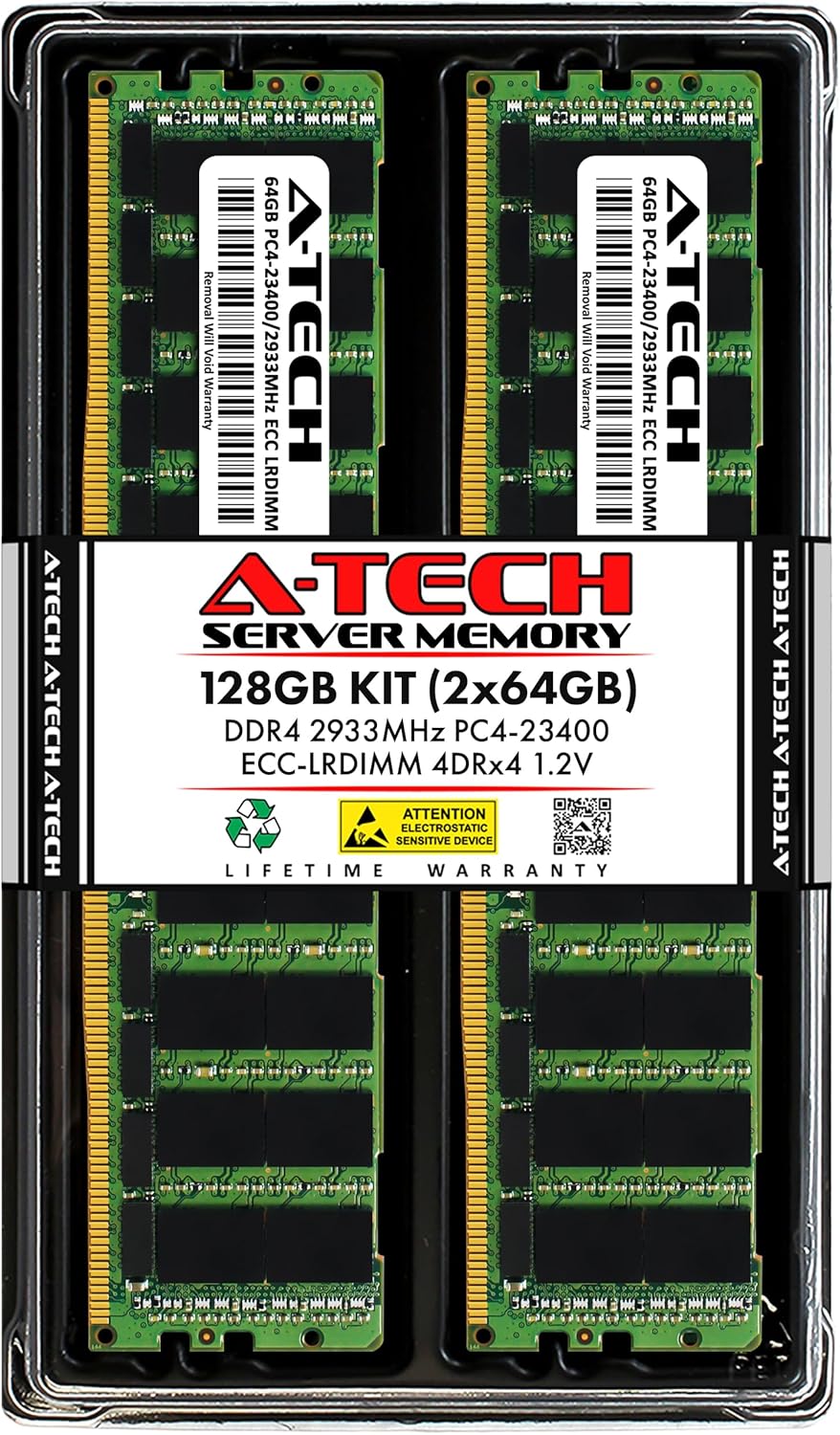 A-Tech 128GB Kit (2x64GB) RAM for Nutanix NX-1065-G4 | DDR4 2933MHz PC4-23400 ECC LRDIMM 4Rx4 Load Reduced Server Memory Upgrade